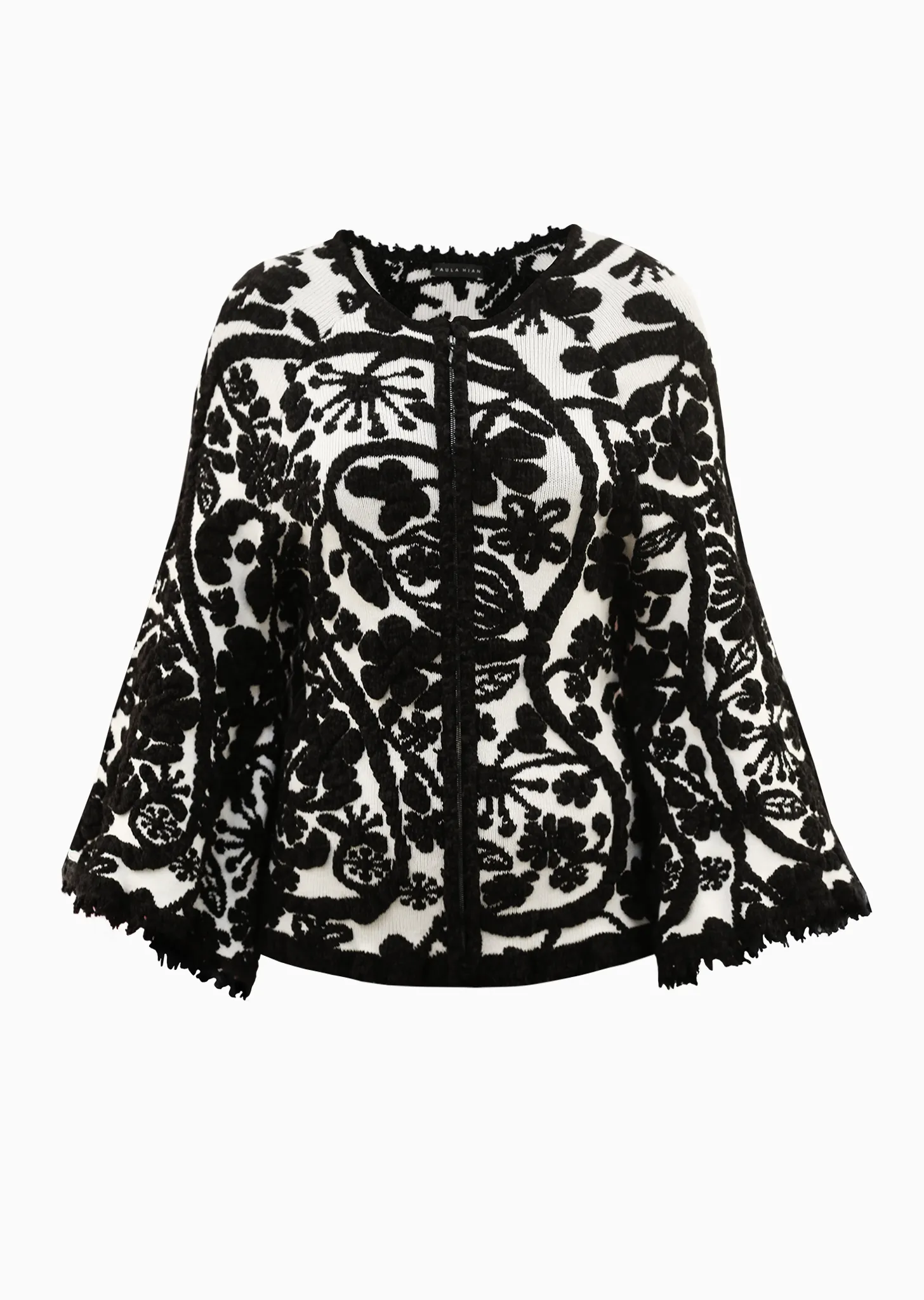 Isabel - Knit Black White Floral Cardigan Sweater