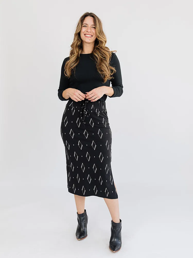 Isla Skirt - Diamond Vine Black