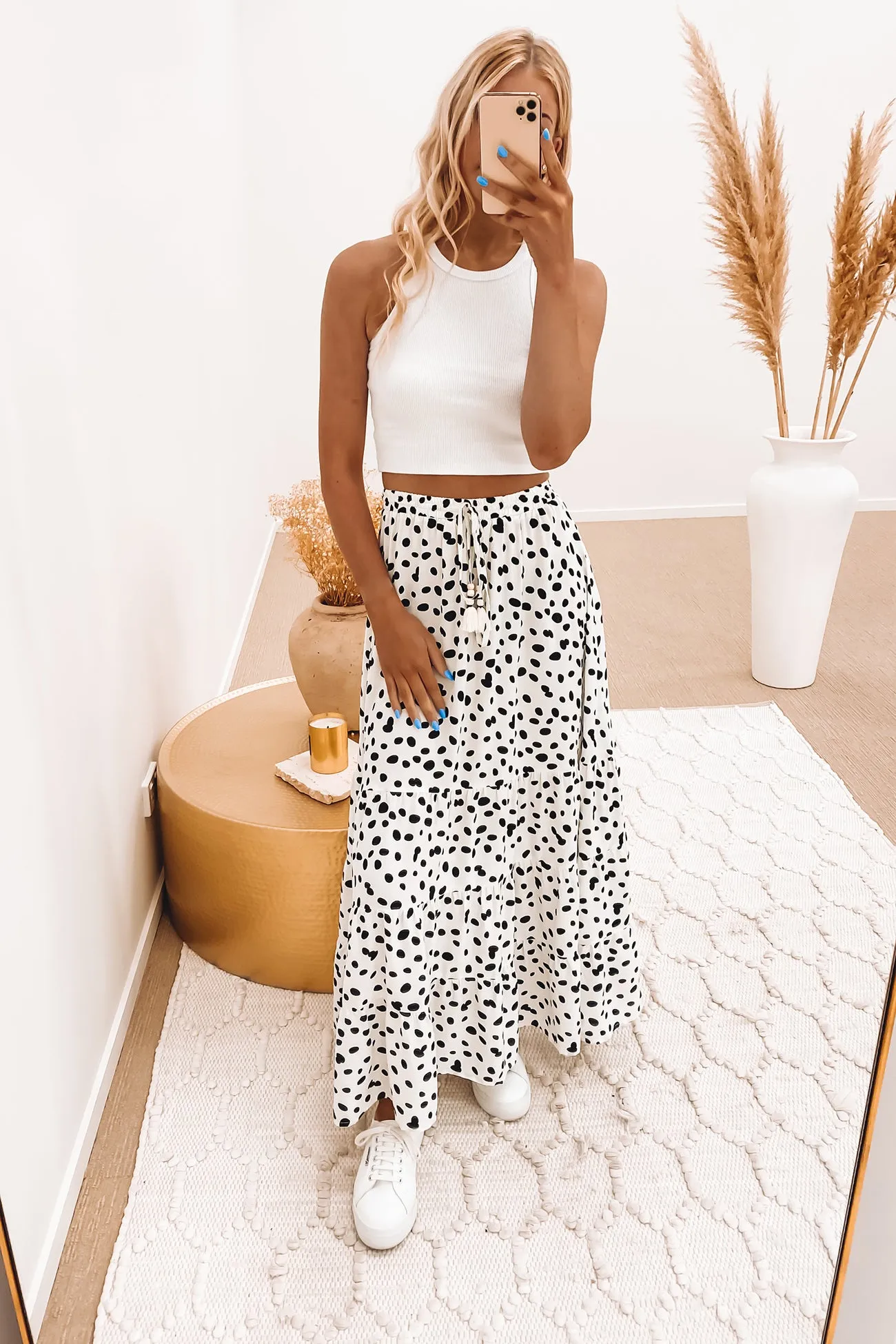 Julianne Maxi Skirt White Spot