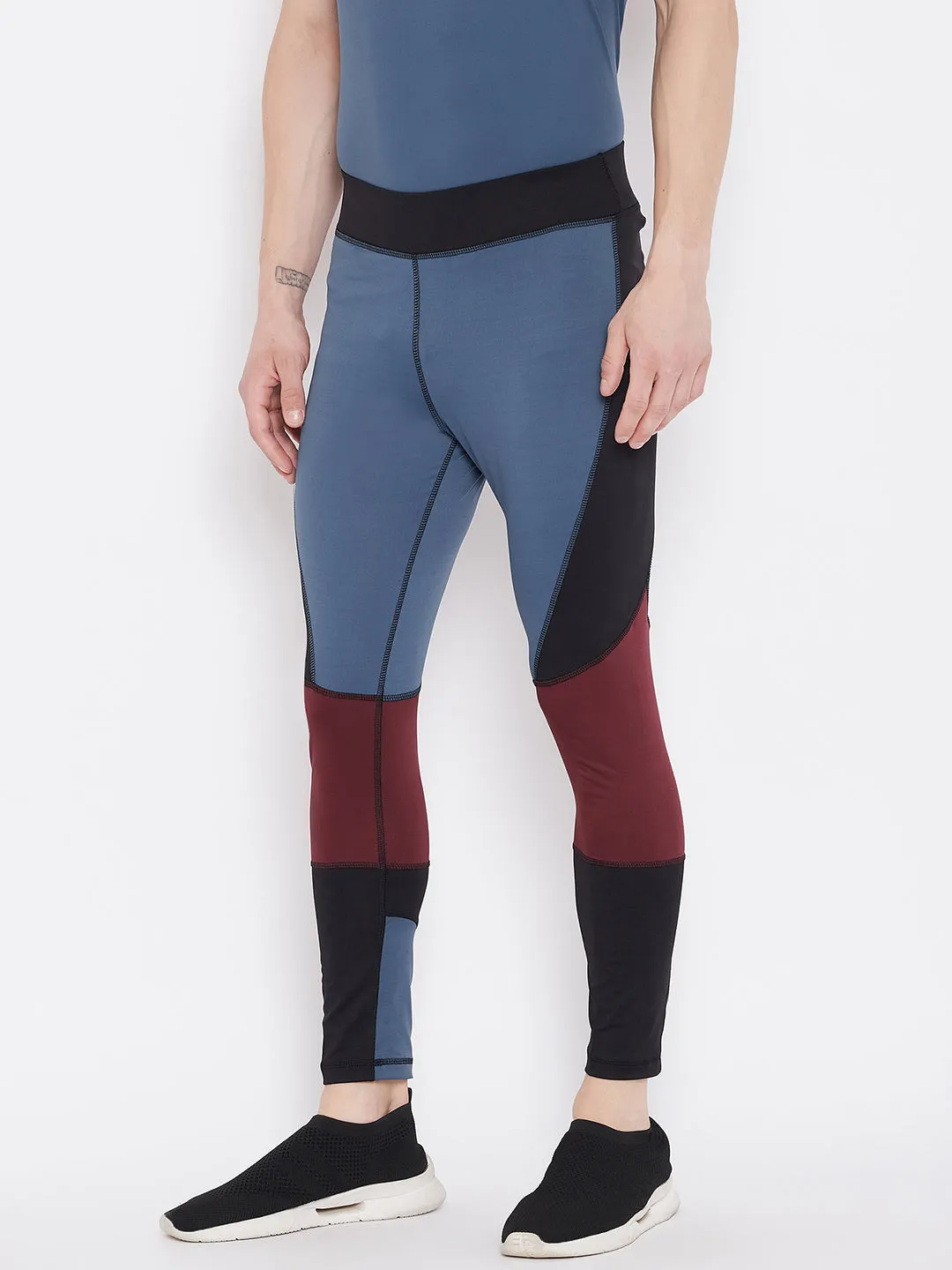 JUMP USA Men Blue Colorblock Active Wear Tights