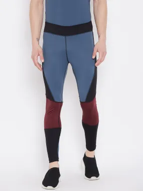 JUMP USA Men Blue Colorblock Active Wear Tights