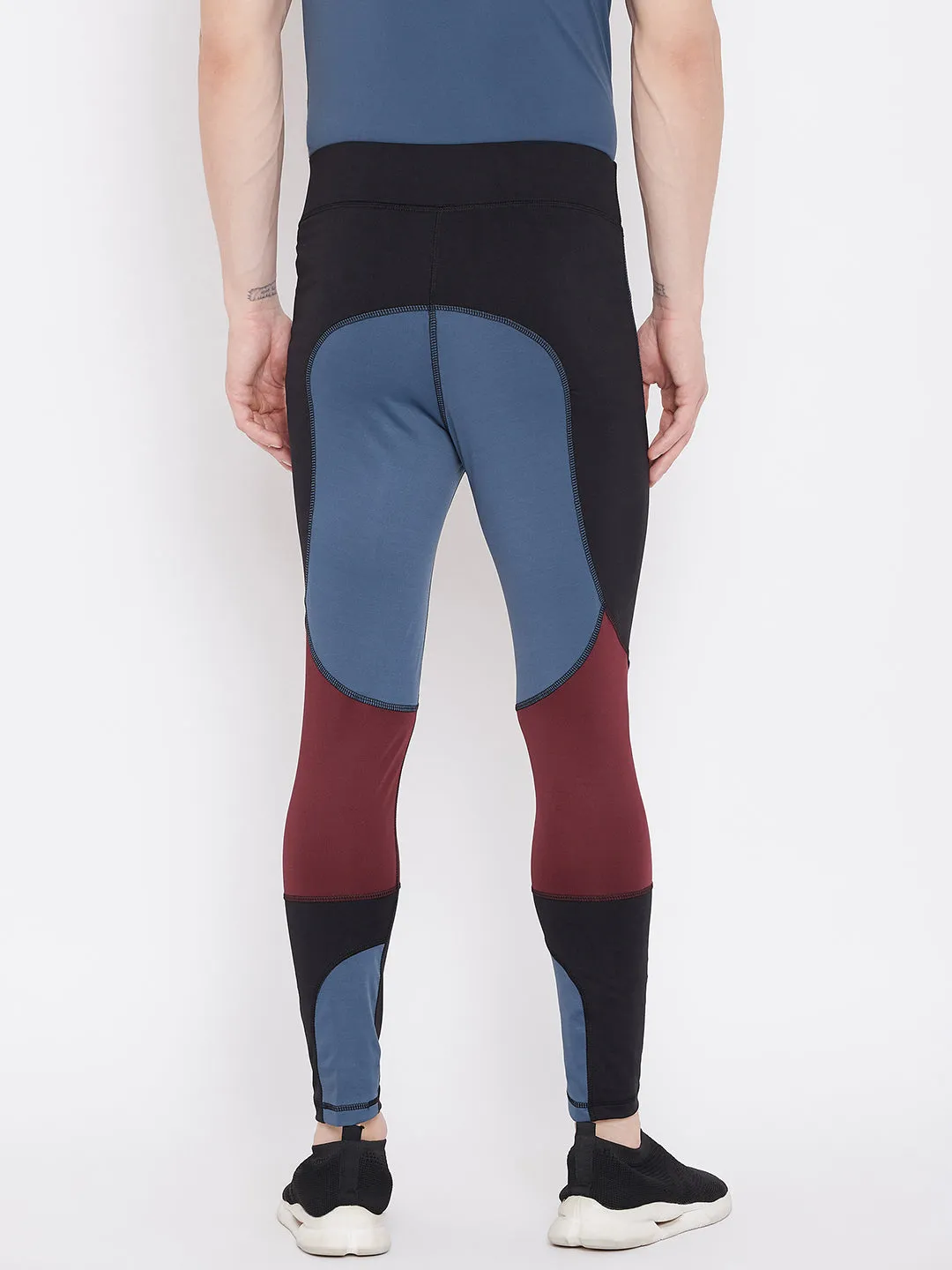 JUMP USA Men Blue Colorblock Active Wear Tights