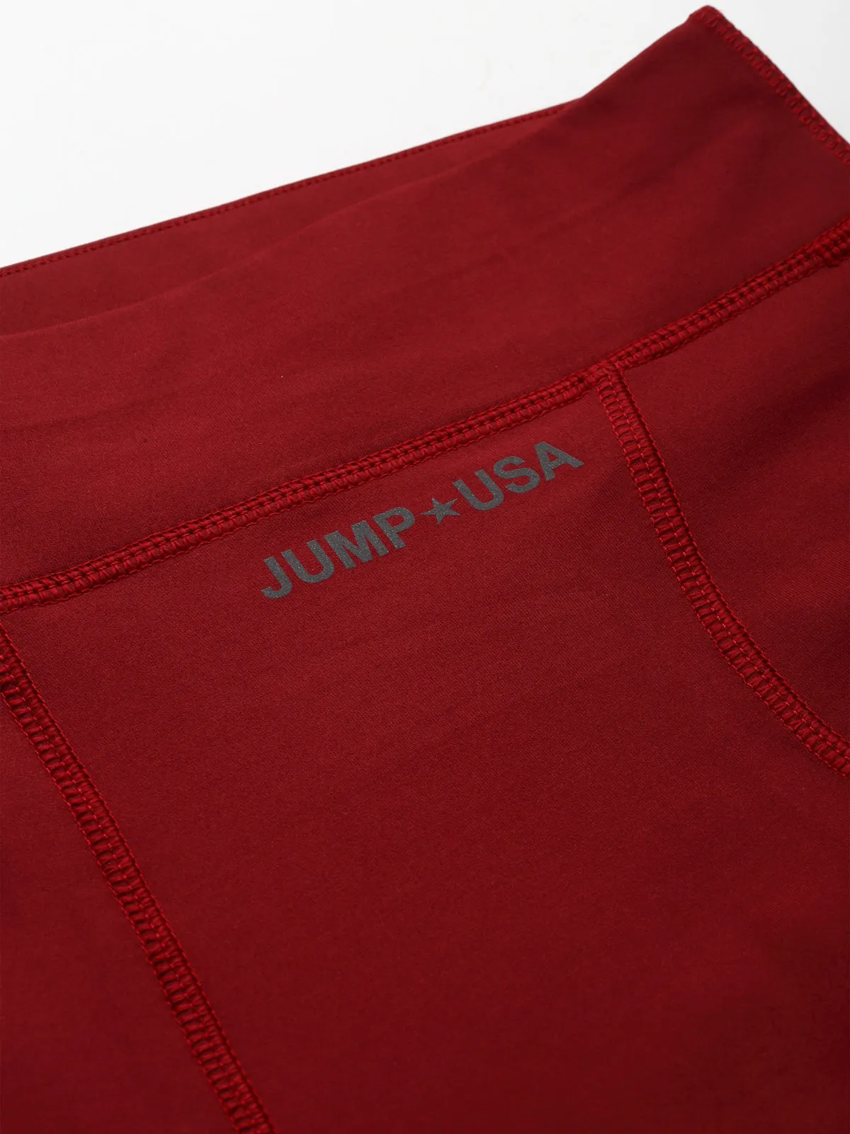 JUMP USA Men Maroon Rapid Dry-Fit Antimicrobial Running Tights