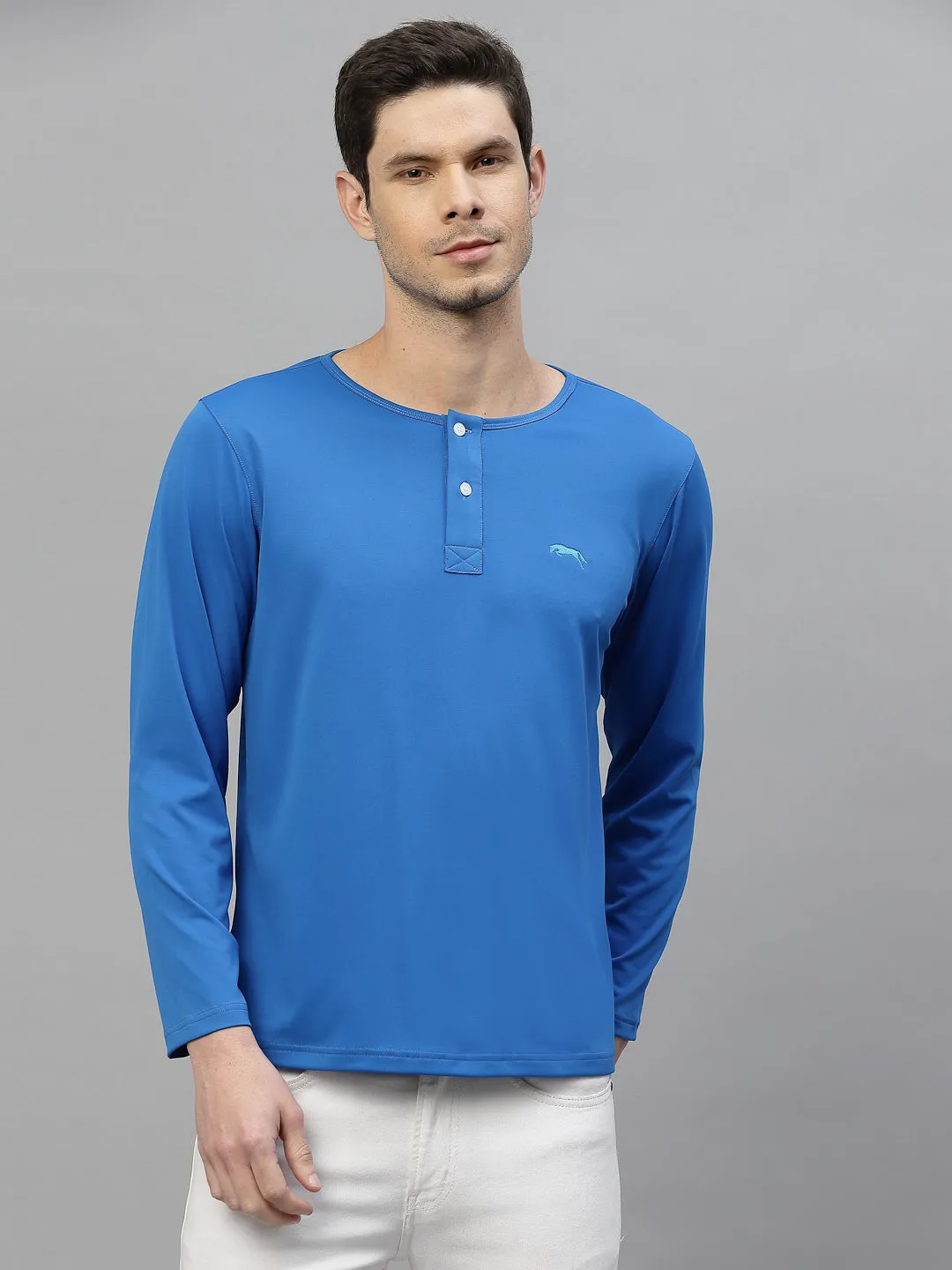 JUMP USA Mens Blue & Black Round Neck T-shirt