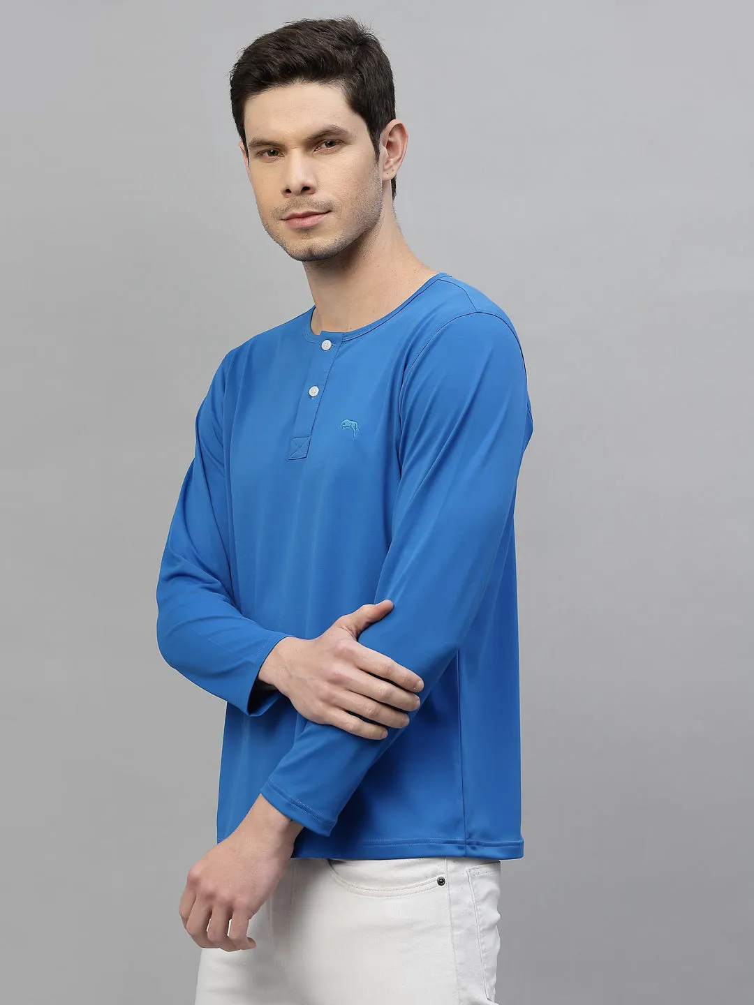 JUMP USA Mens Blue & Black Round Neck T-shirt