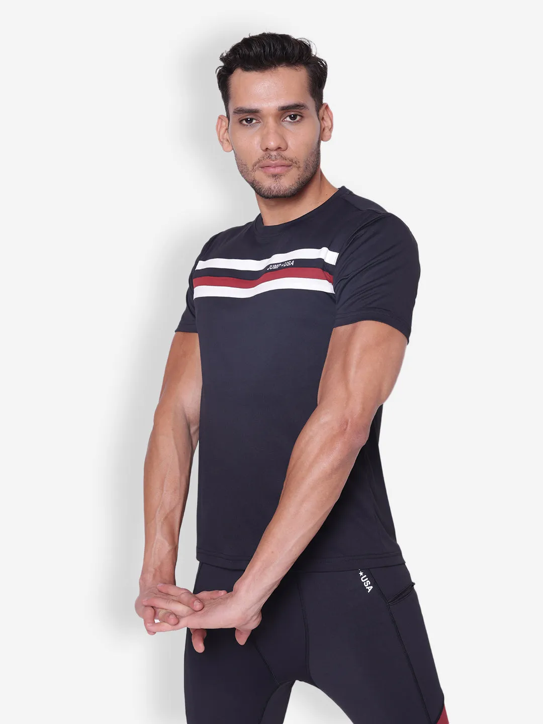 JUMP USA Mens Round Neck Half Sleeve T-shirt