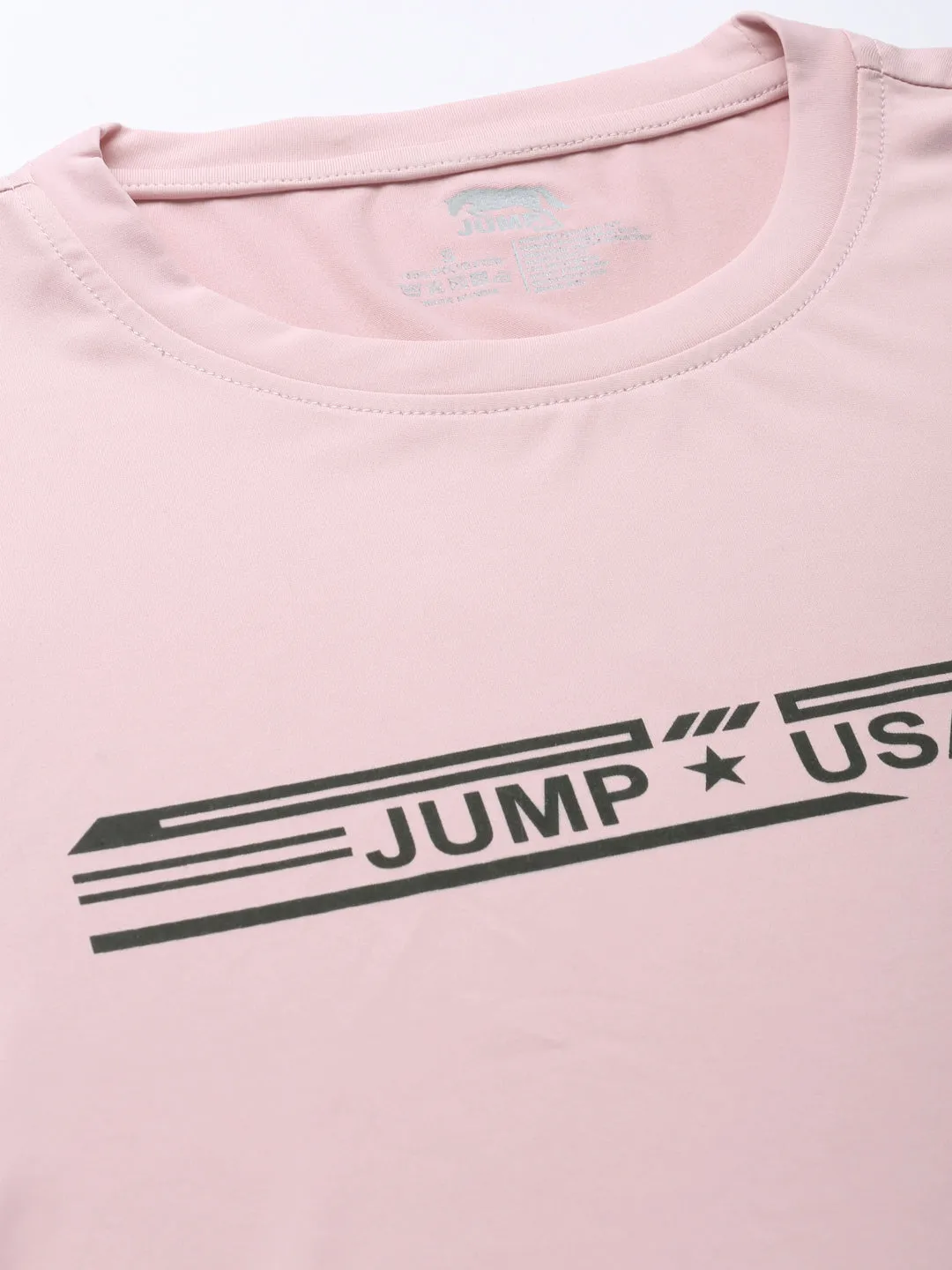 JUMP USA Women Pink Typography Printed Polyester T-shirt