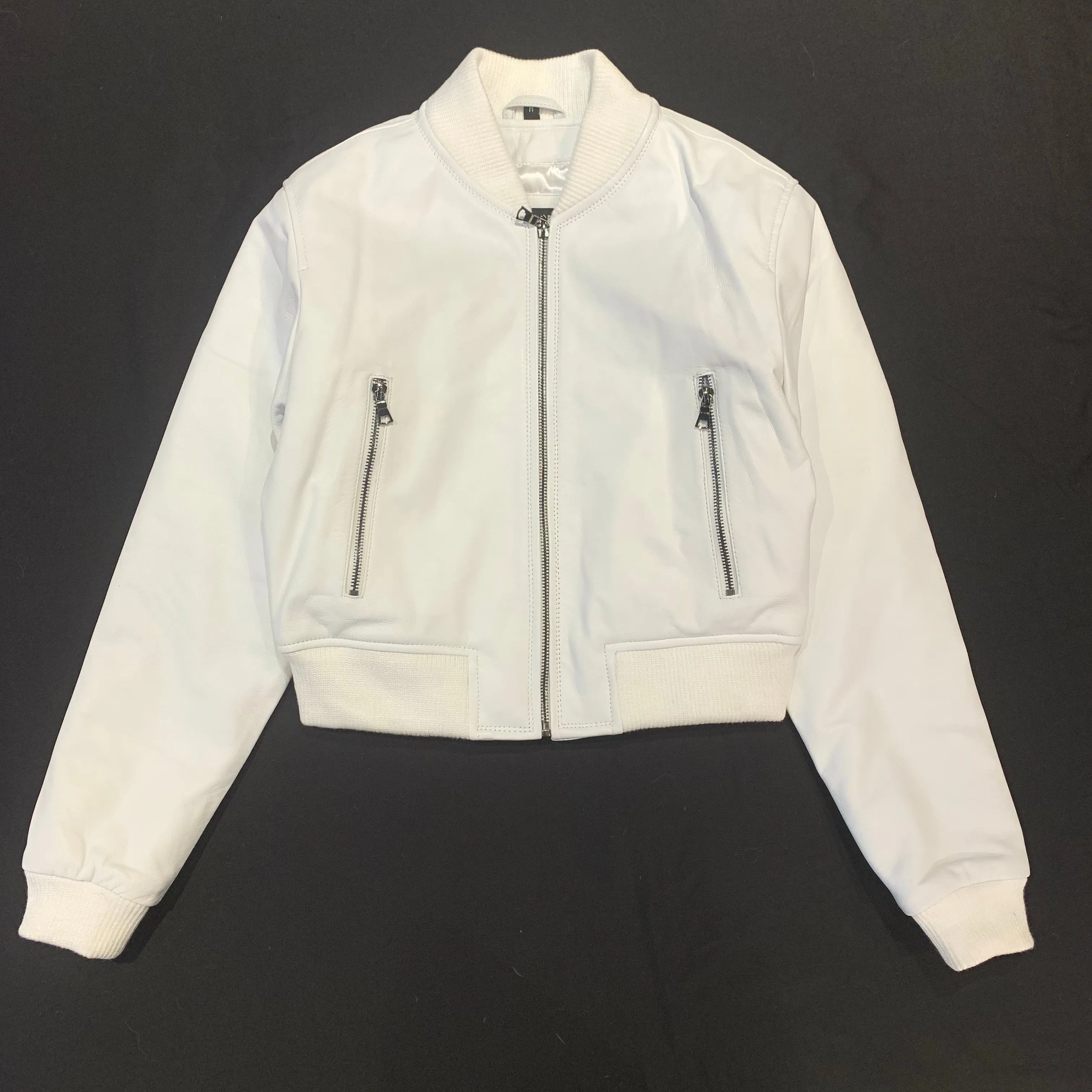 Kashani Women's White Lambskin Varsity Jacket