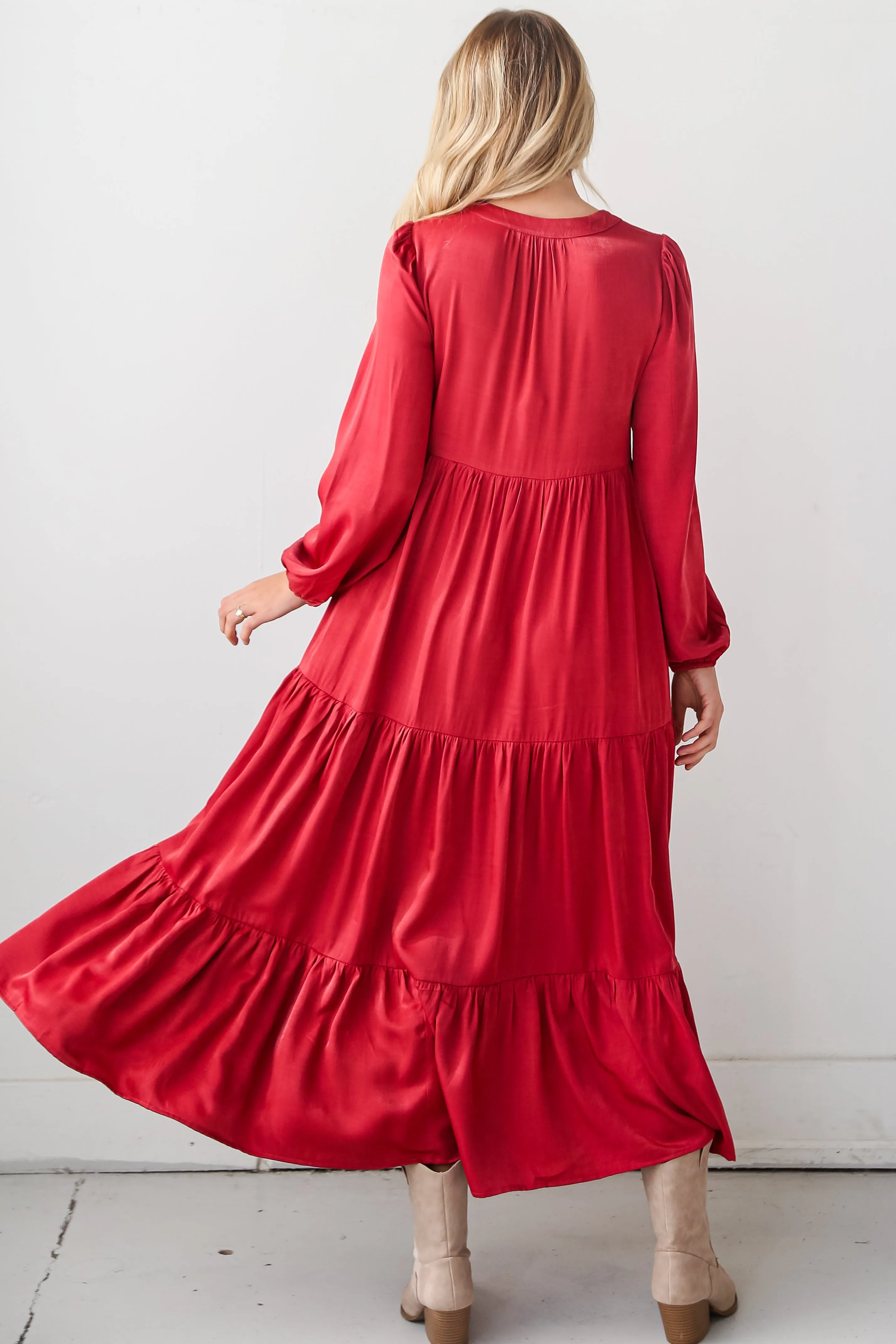 Keep Things Stylish Marsala Tiered Maxi Dress