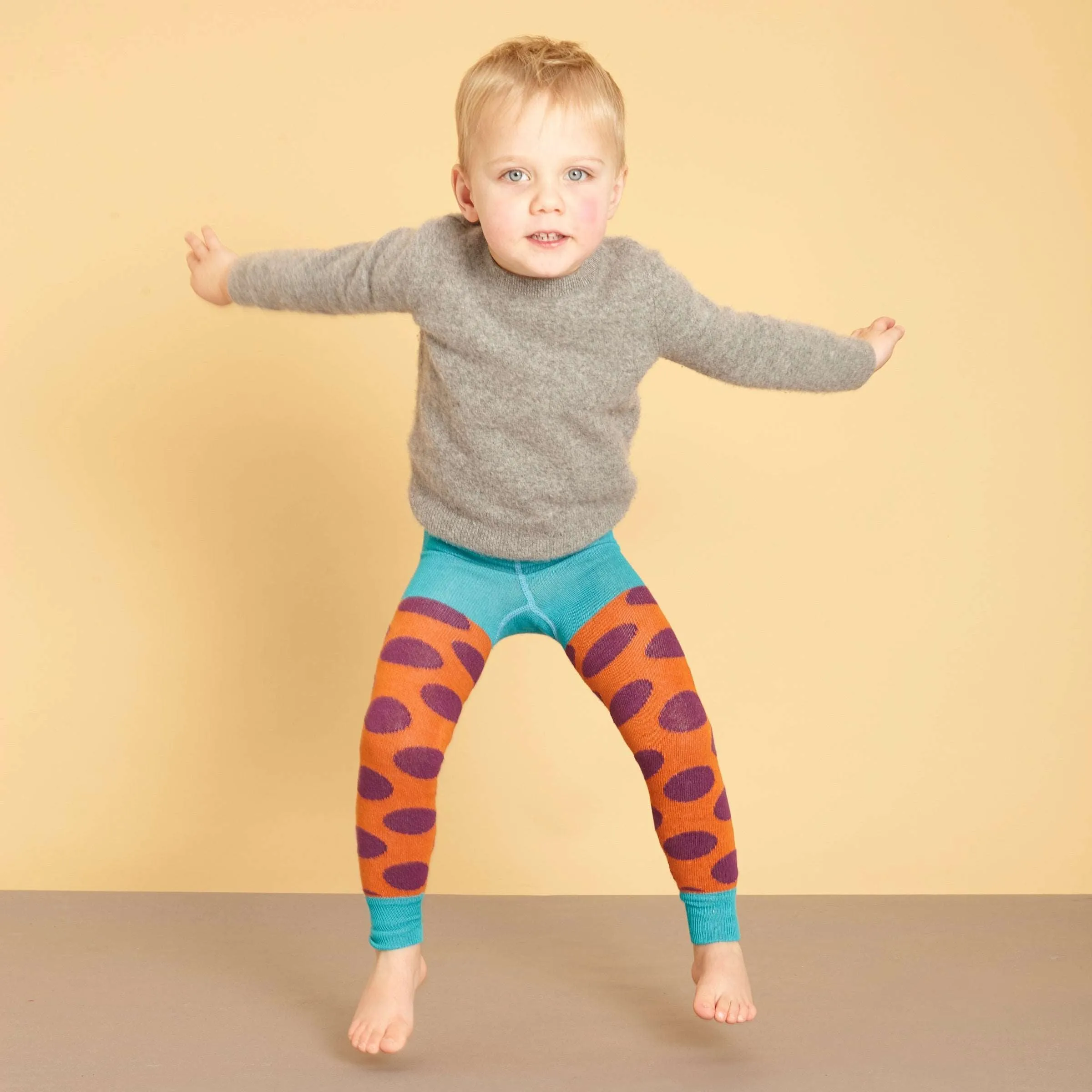 Kids Orange Big Spot Footless Tights