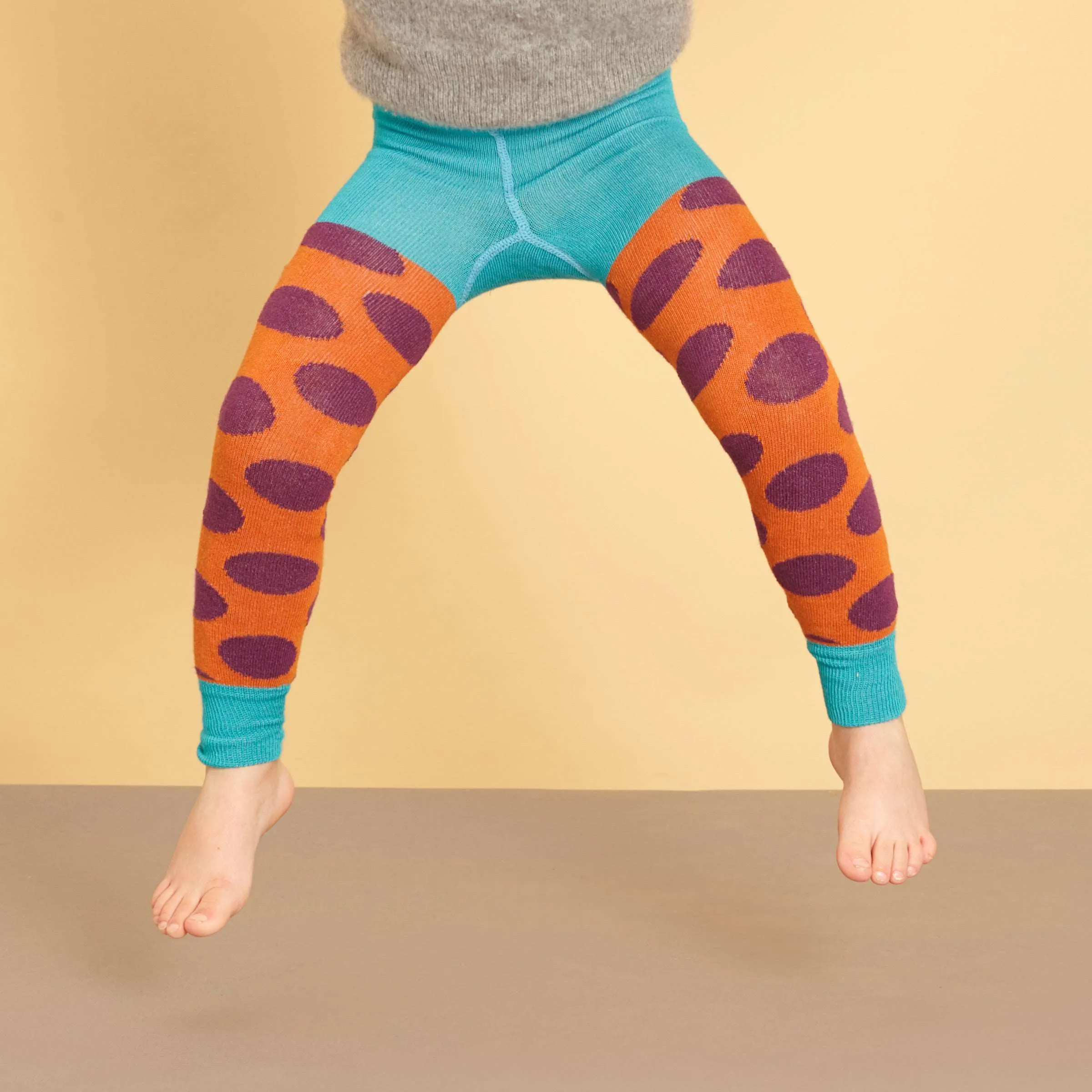 Kids Orange Big Spot Footless Tights