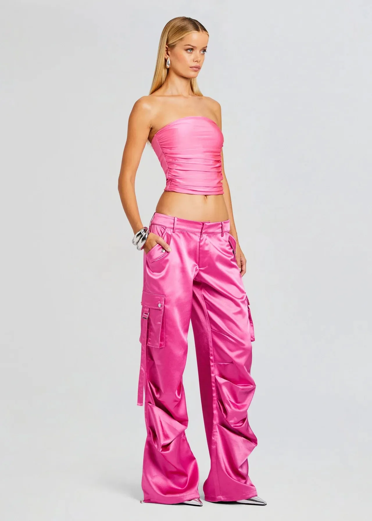 Lai Satin Cargo Pant - Malibu Pink