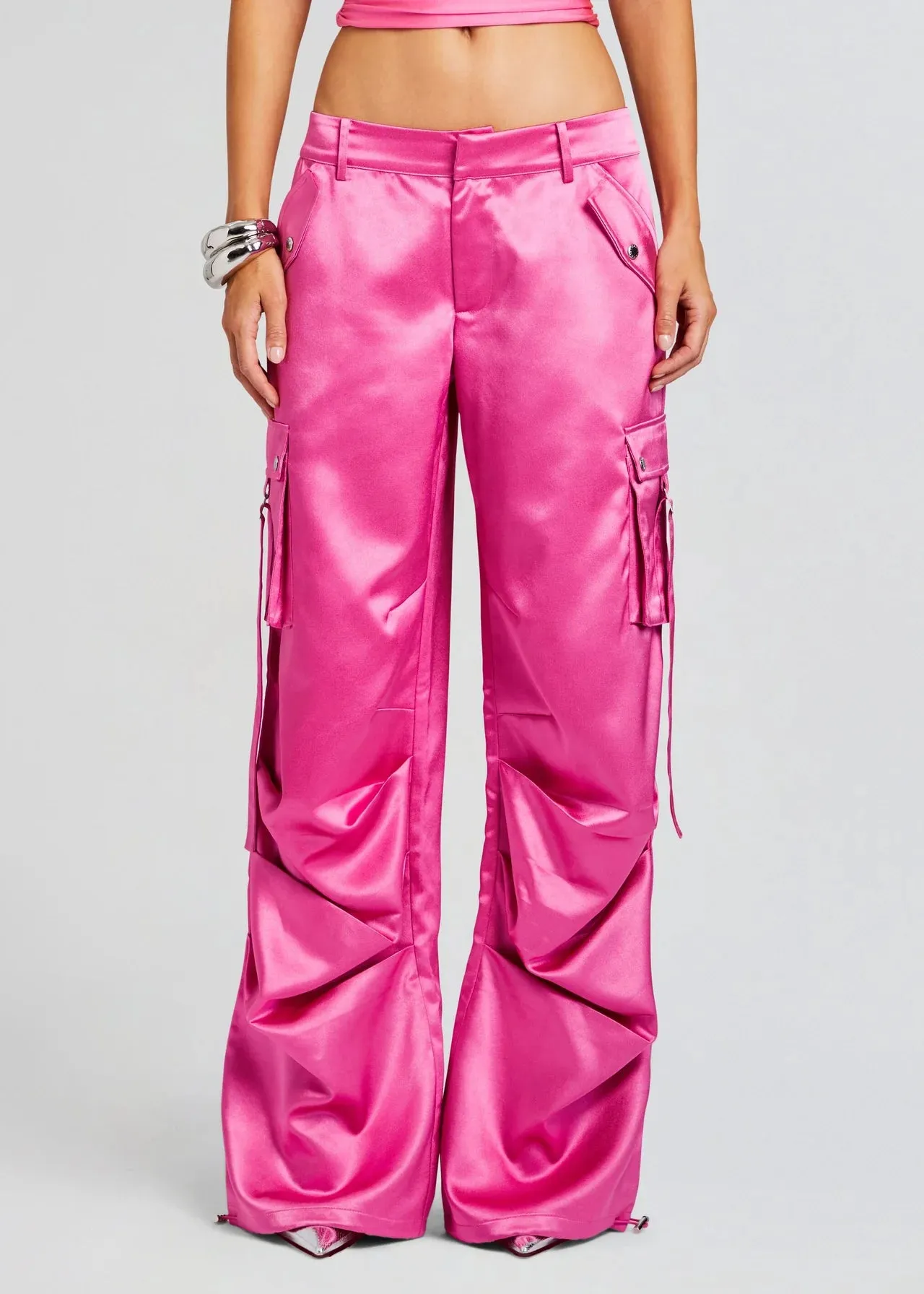 Lai Satin Cargo Pant - Malibu Pink