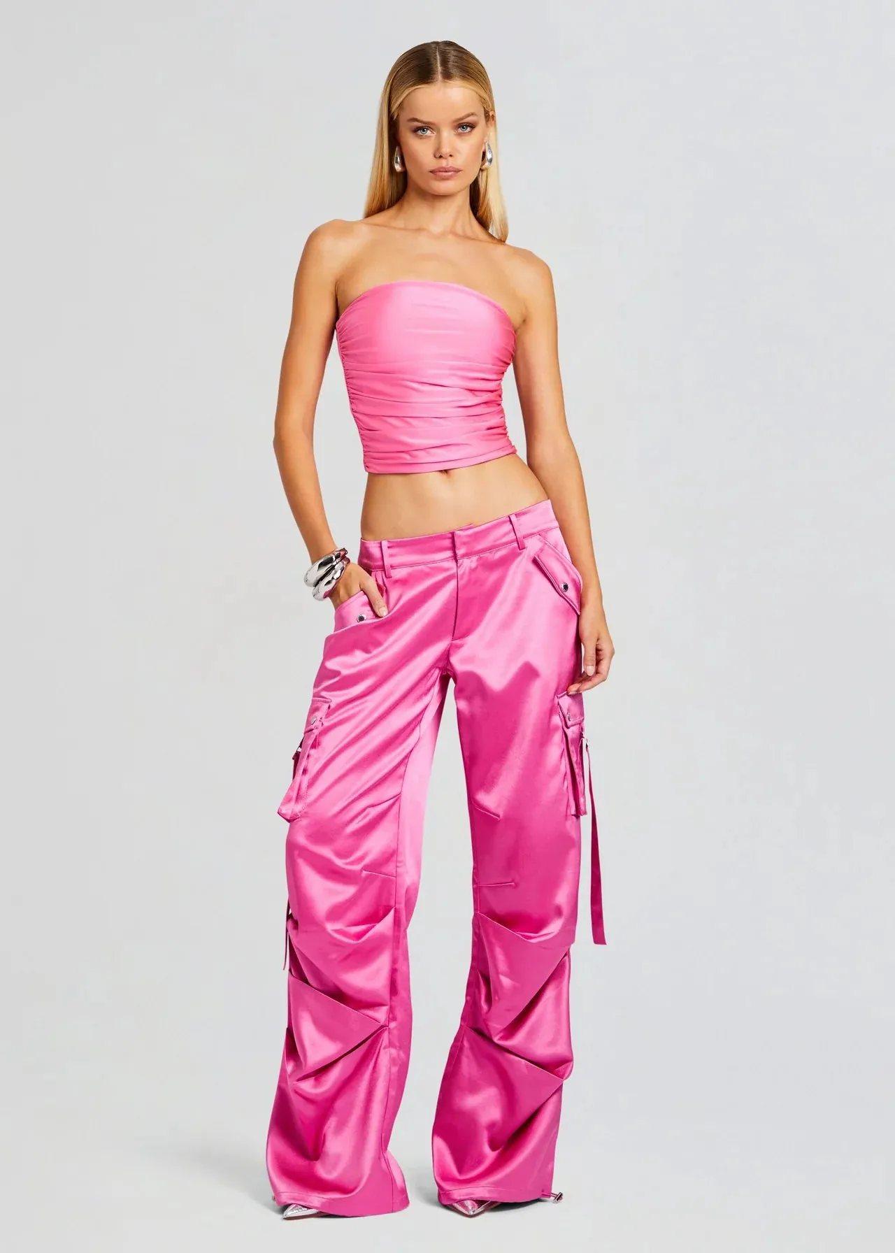 Lai Satin Cargo Pant - Malibu Pink