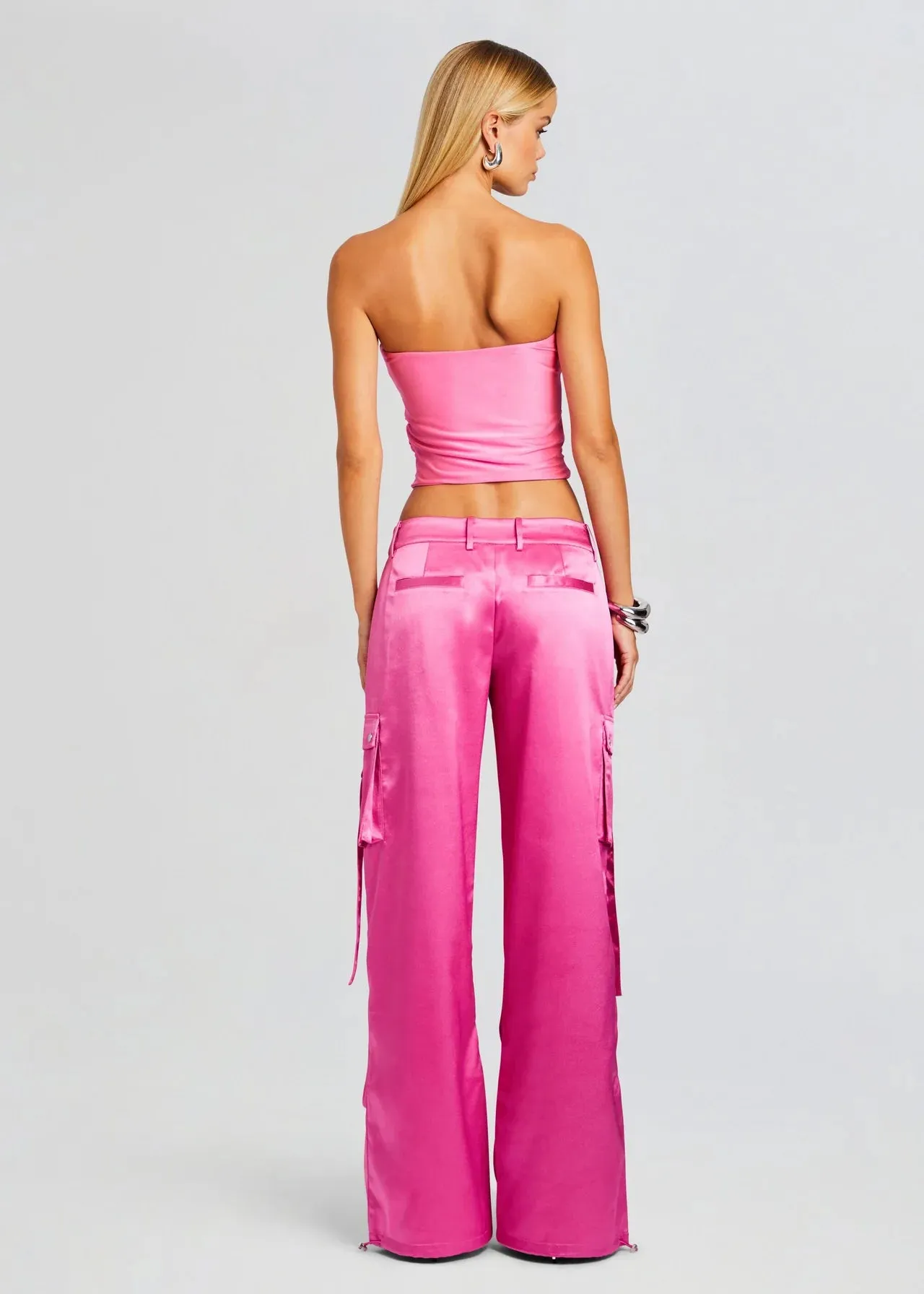 Lai Satin Cargo Pant - Malibu Pink