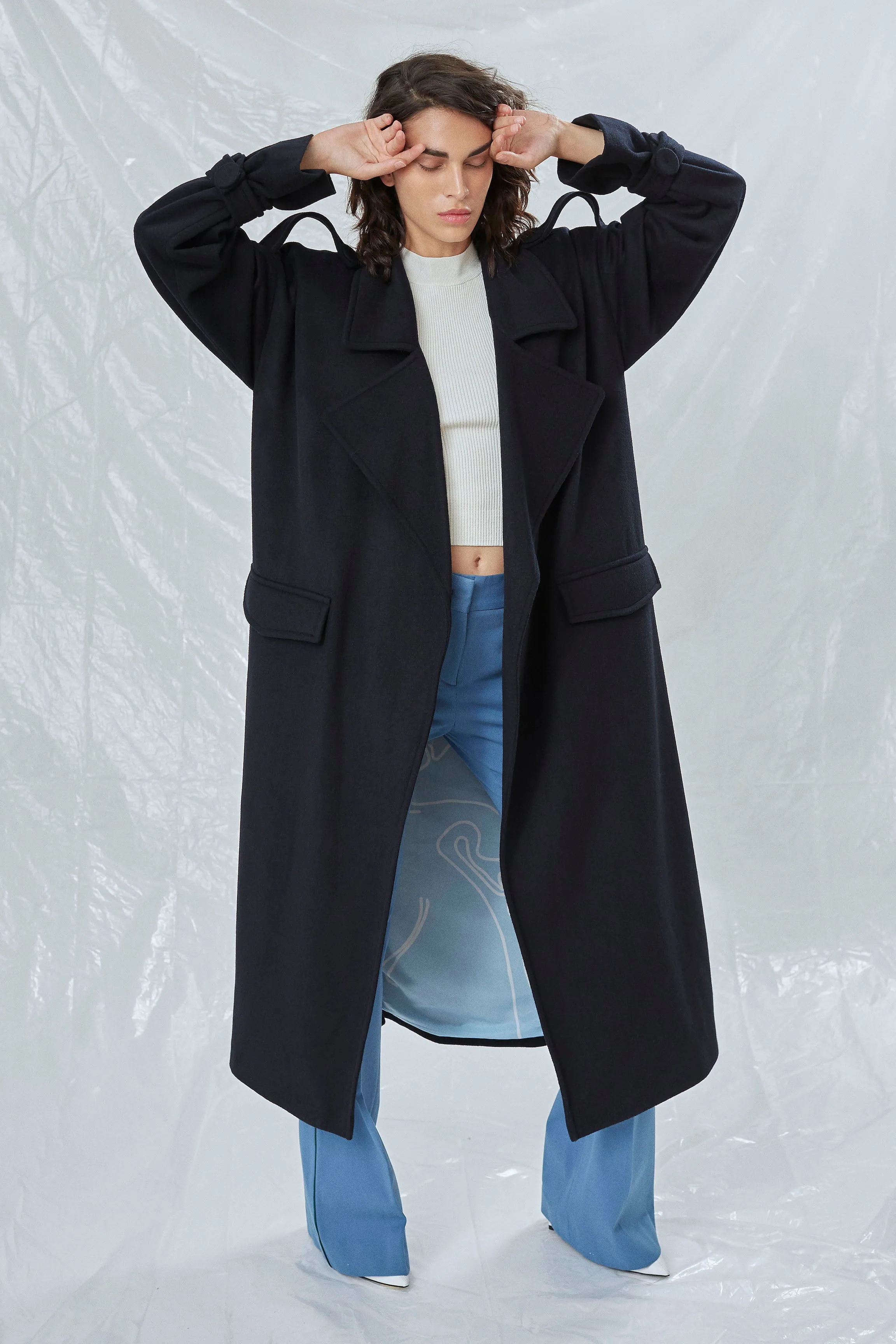 Laura Oversized Coat in Navy Blue