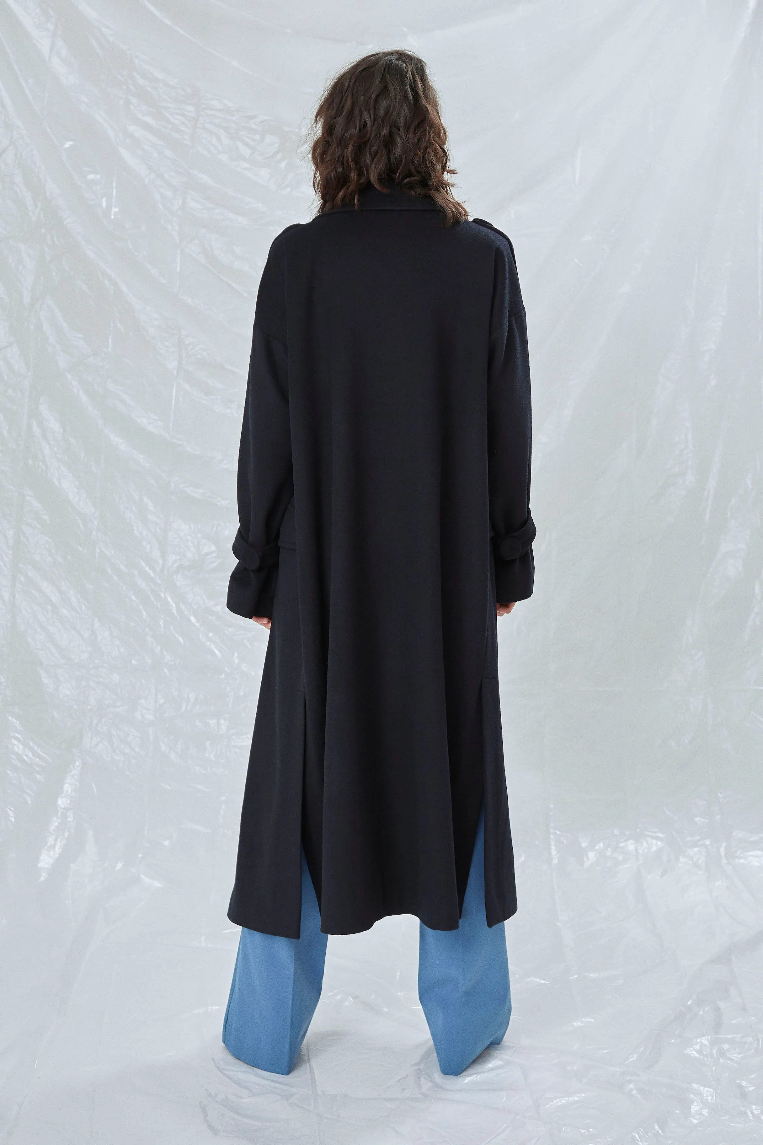 Laura Oversized Coat in Navy Blue