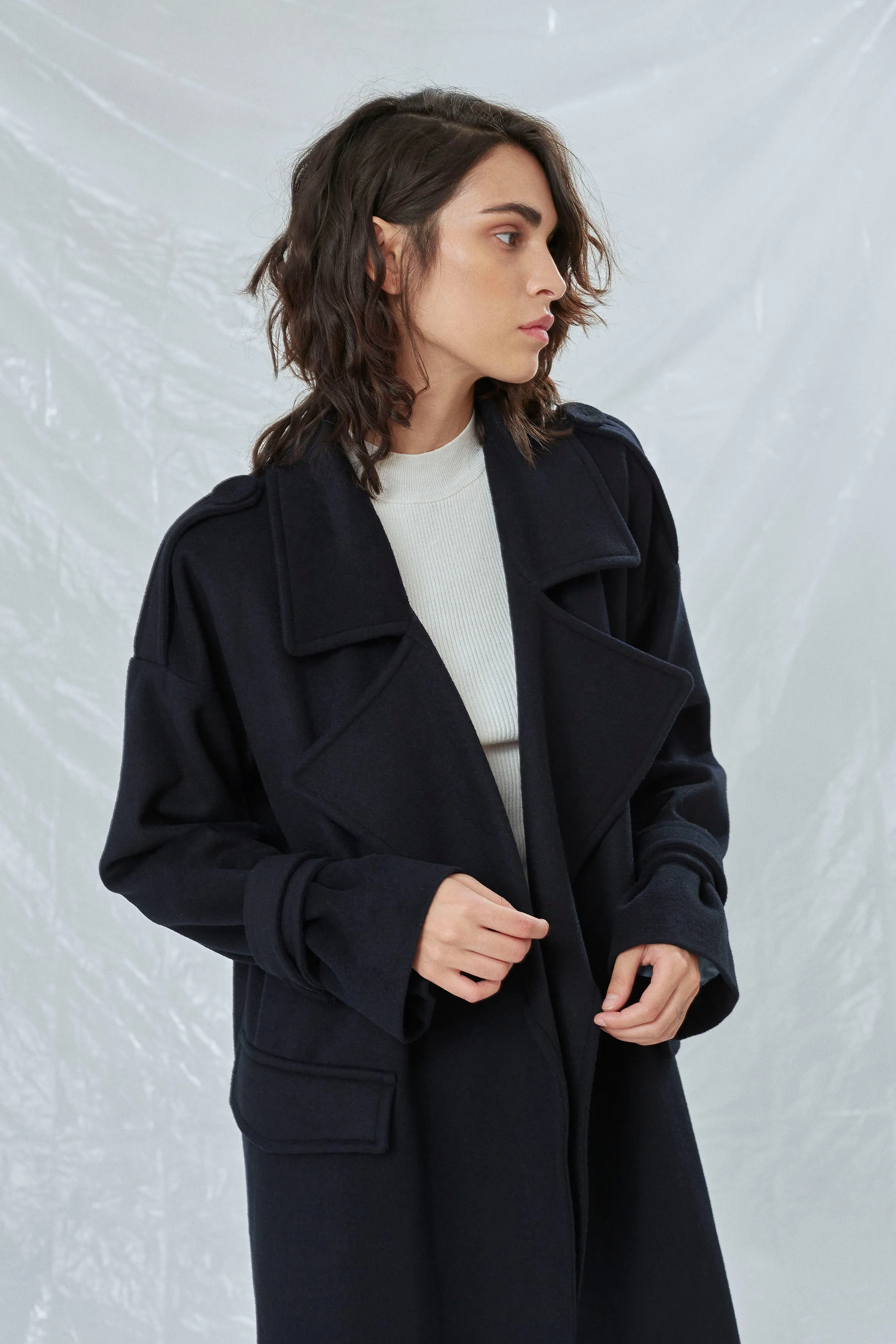 Laura Oversized Coat in Navy Blue