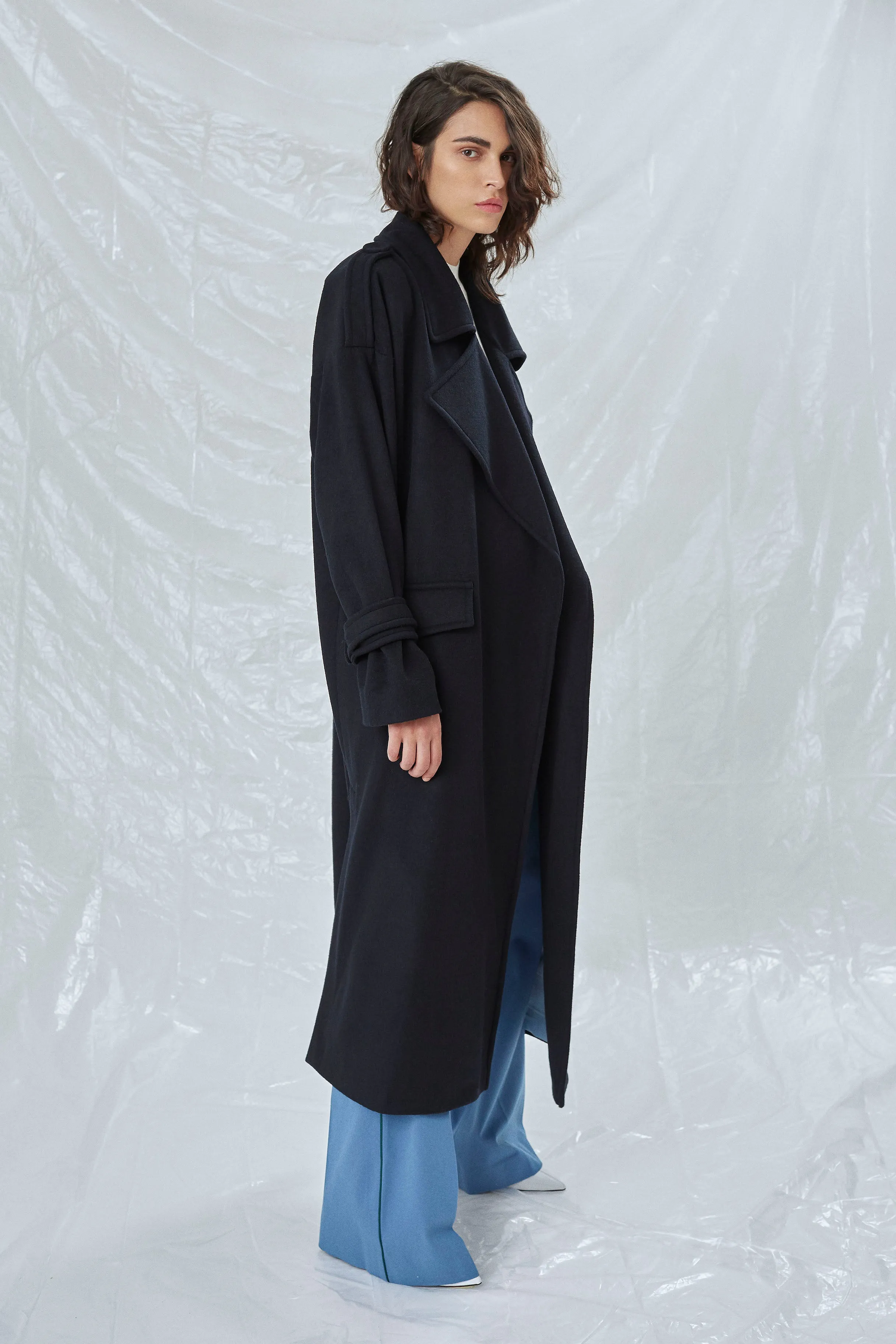 Laura Oversized Coat in Navy Blue