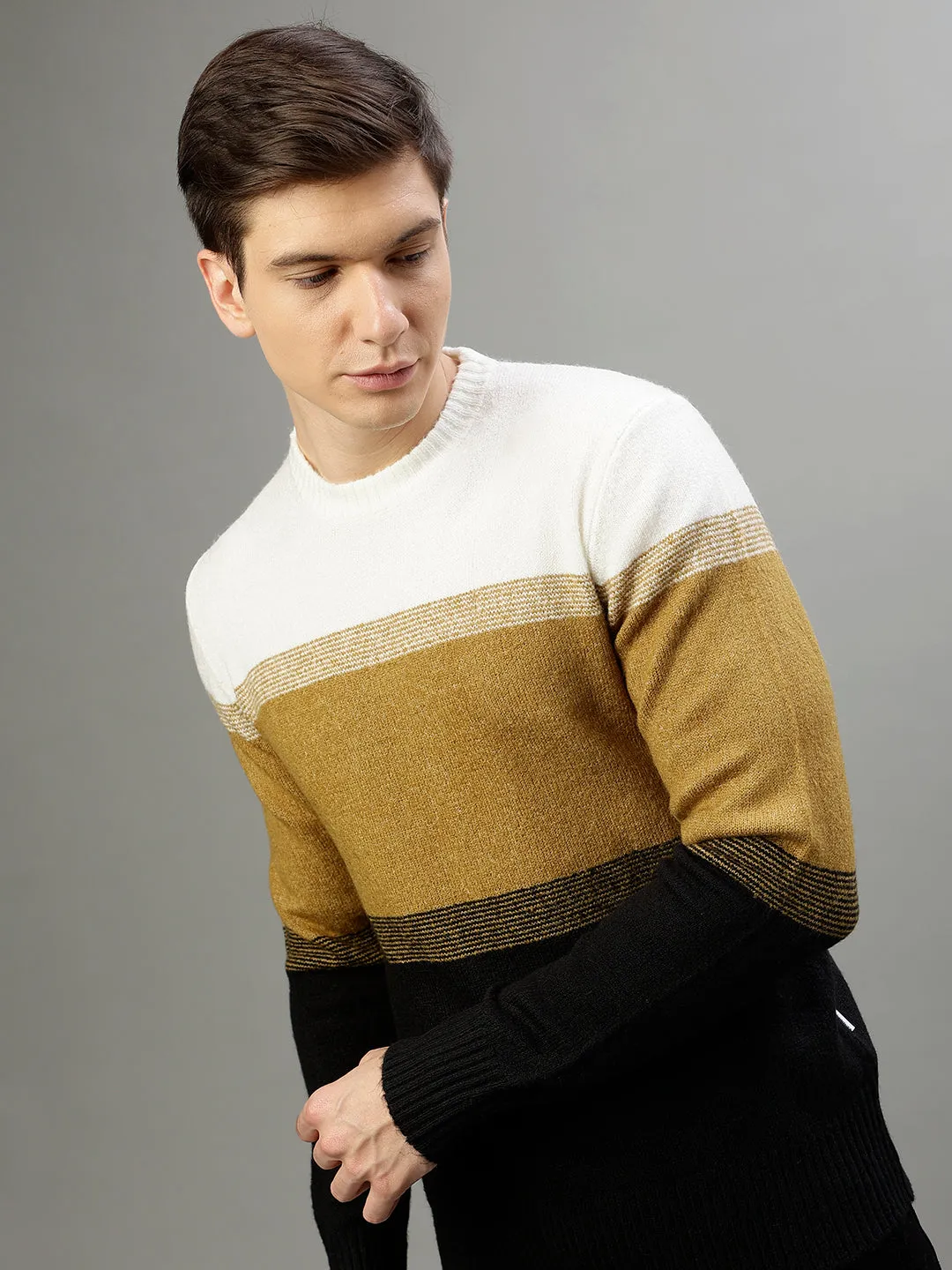 Lindbergh Men Colour blocked High Neck Full Sleeves Sweater