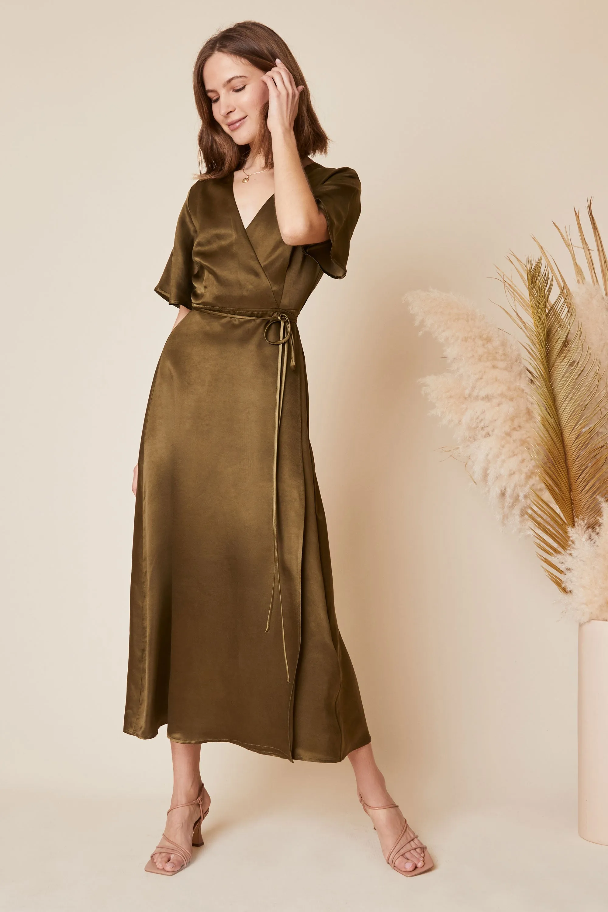 Lola Wrap Dress in Hunter