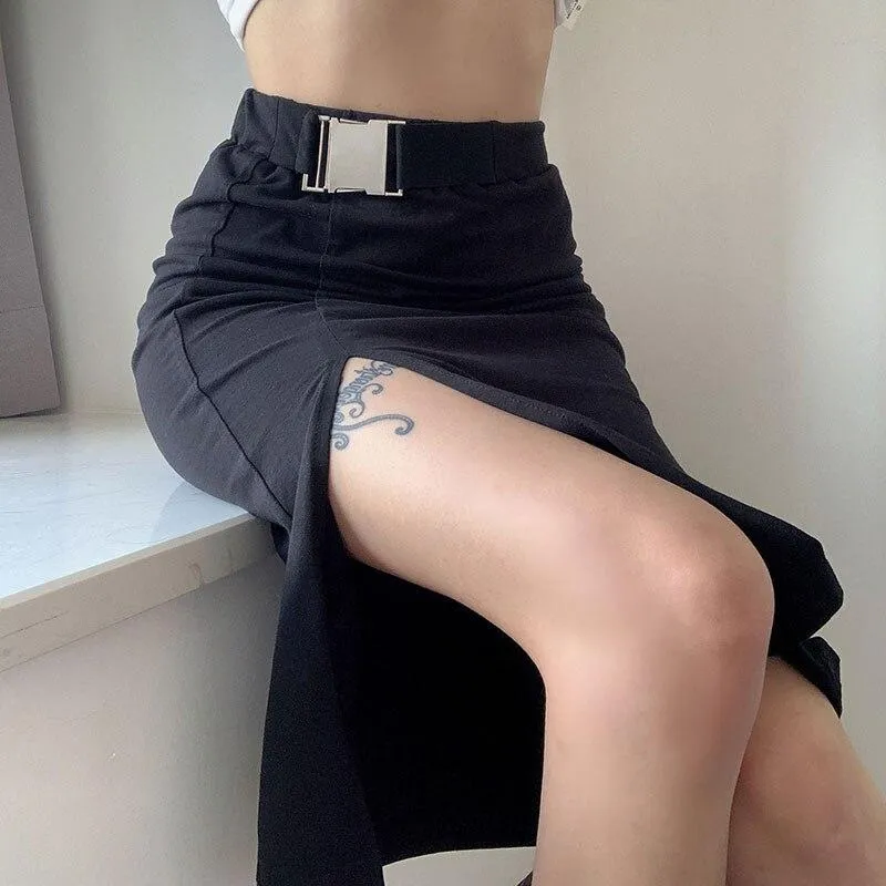 Long Black Pencil Skirt