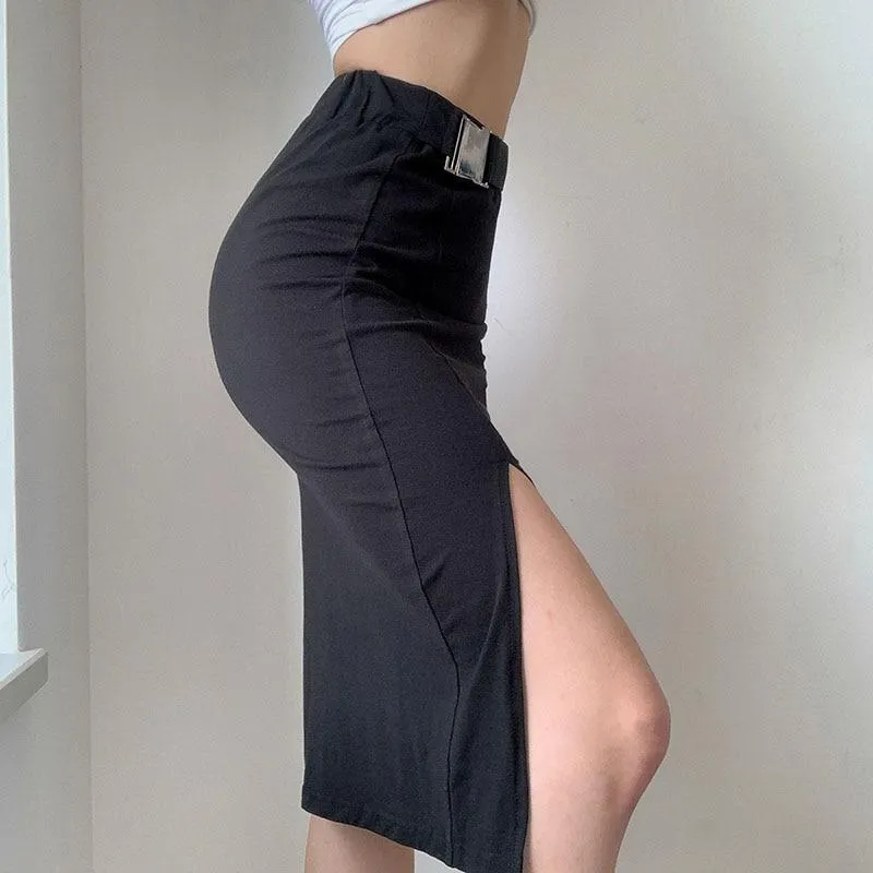 Long Black Pencil Skirt