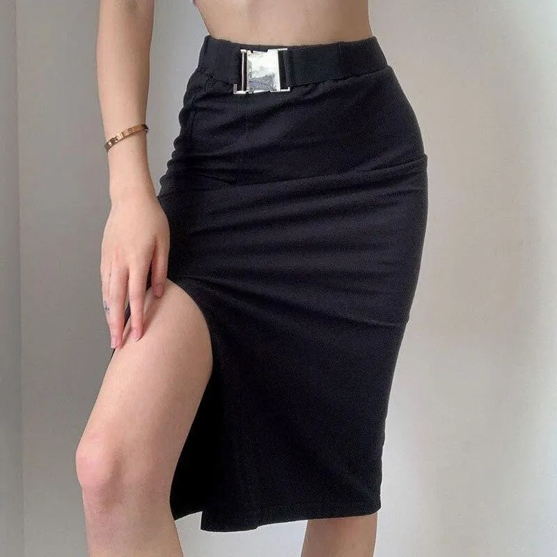 Long Black Pencil Skirt