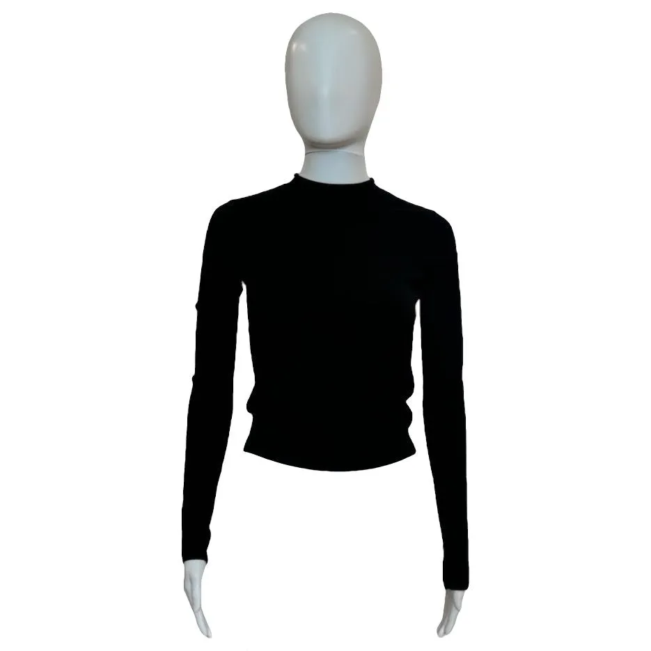 Long Sleeve Mock Neck Top | Black