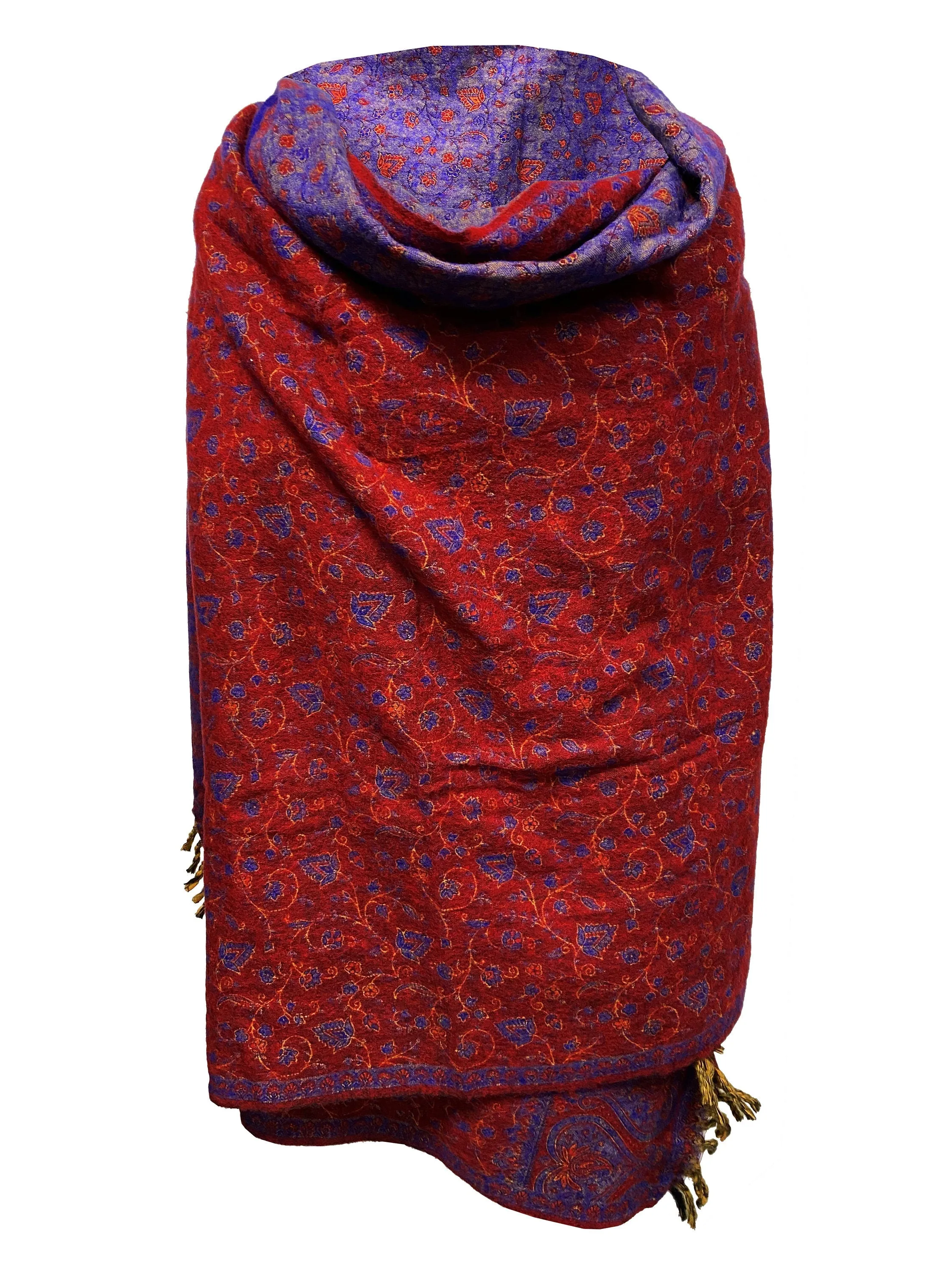 LUXURY HANDMADE soft Red Blue  floral Scarf Yak Wool comfortable scarf Blanket stole unisex Travel Wrap Meditation Soft Shawl special Gift