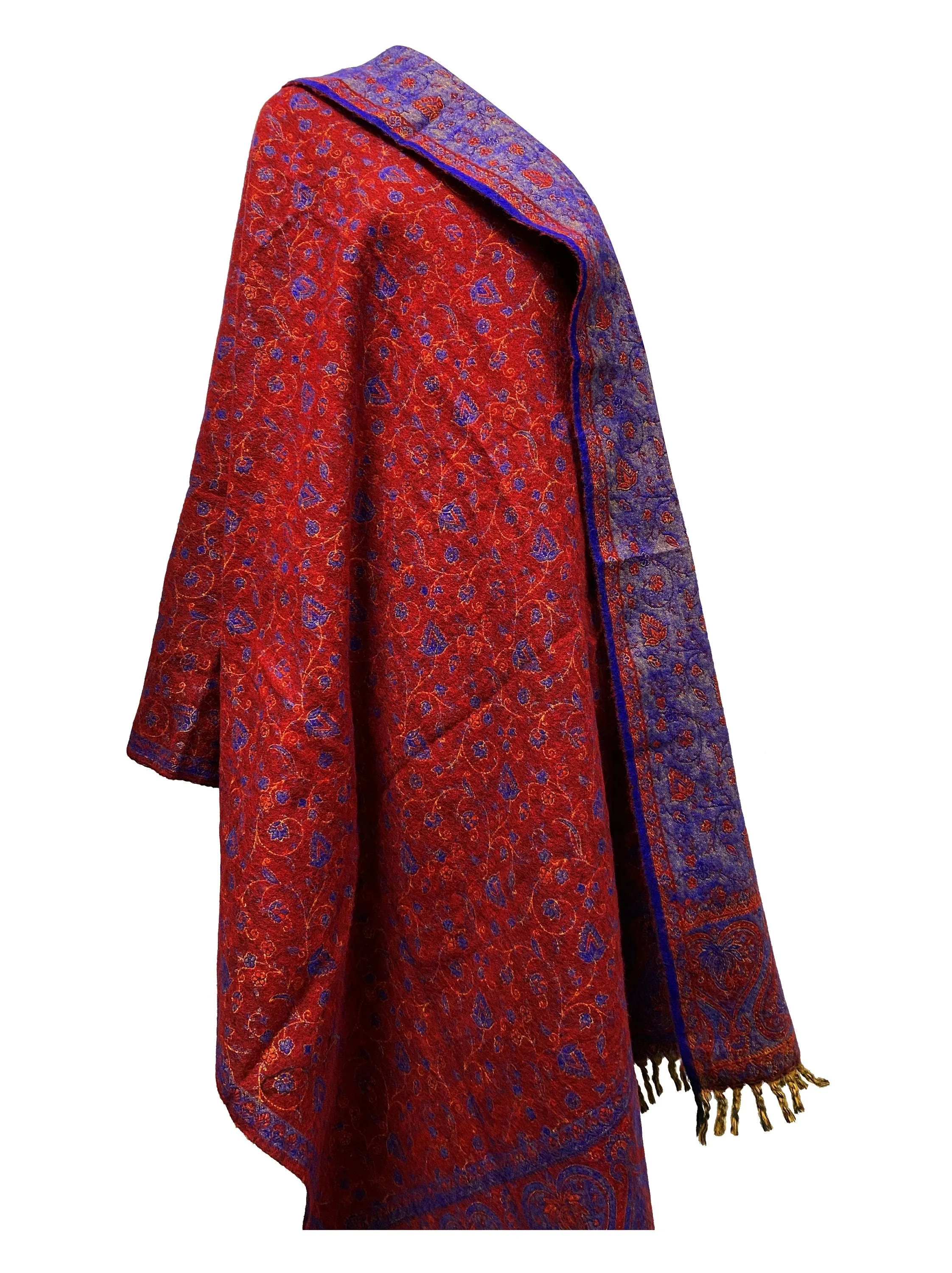 LUXURY HANDMADE soft Red Blue  floral Scarf Yak Wool comfortable scarf Blanket stole unisex Travel Wrap Meditation Soft Shawl special Gift