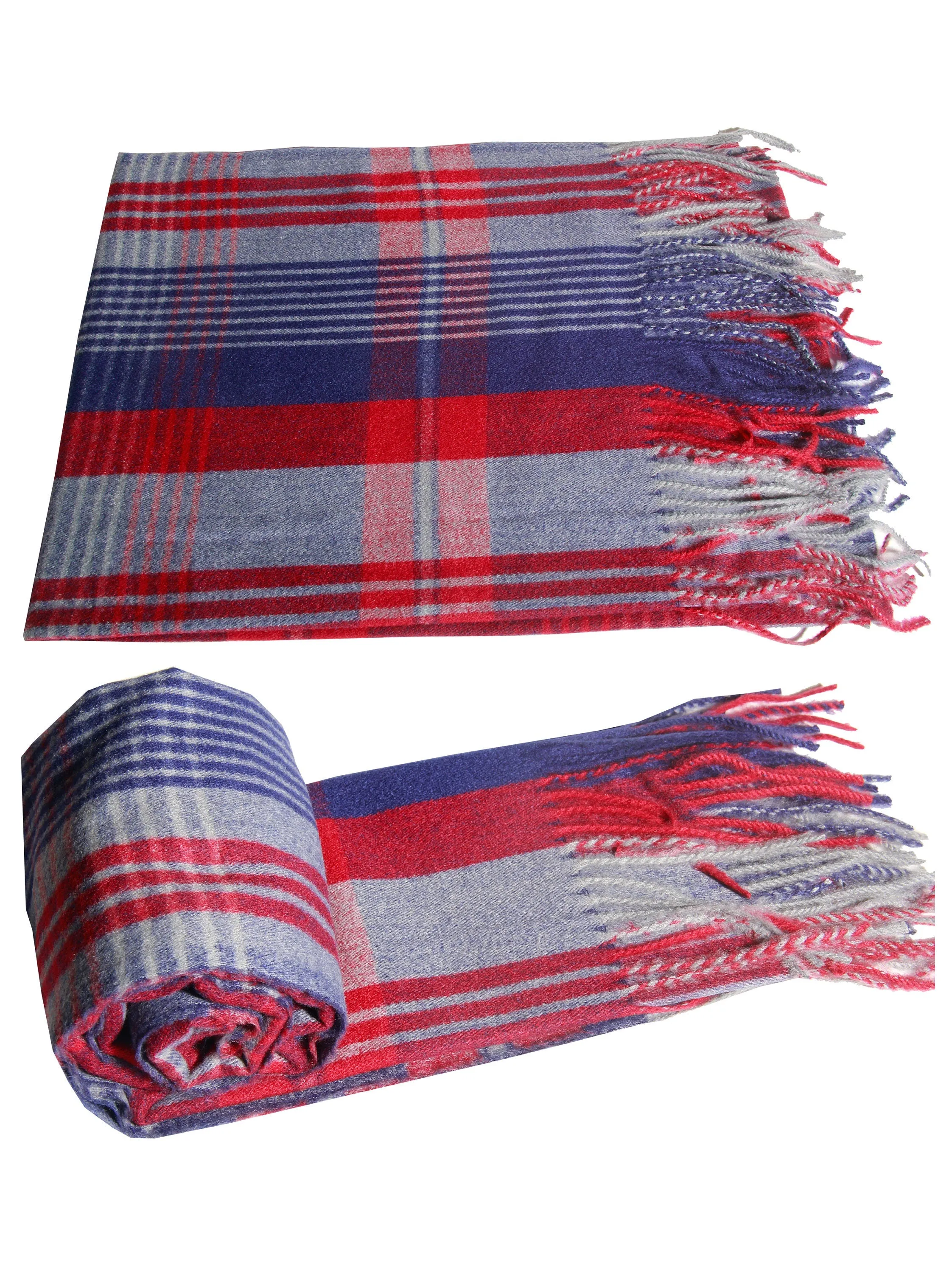 LUXURY Unisex cashmere BLUE RED check soft pattern scarf stole shawl  pashmina soft light weight warm Winter fringe Scarf xmas gift  anyone