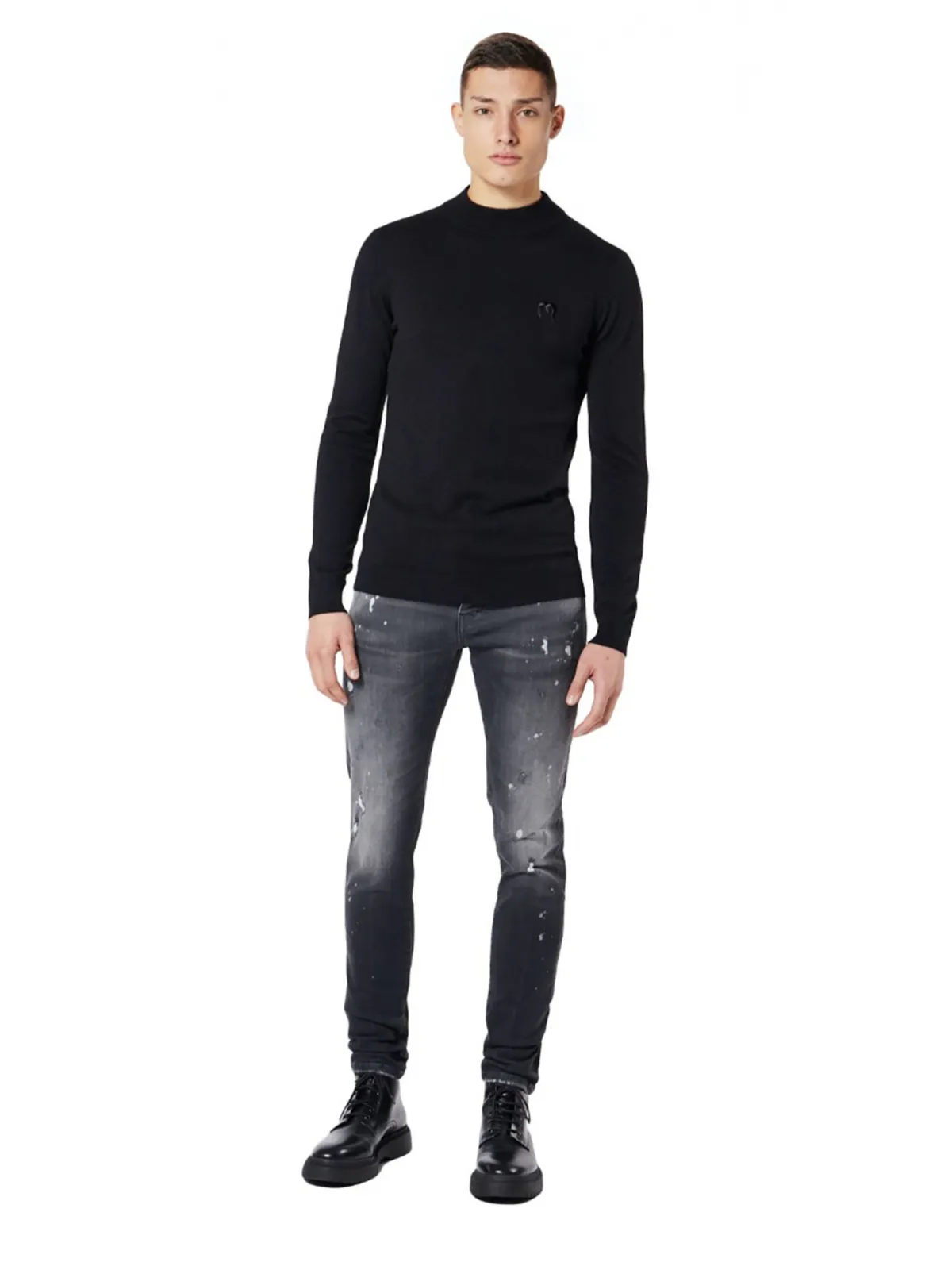 M Mock Neck Sweater | BLACK