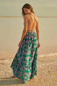 MAAJI EMBROIDERED PALMS MOON BAY MAXI DRESS