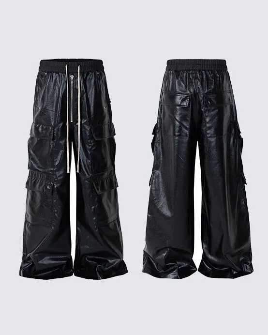 Matte Coated Big Pocket Cargo Pants