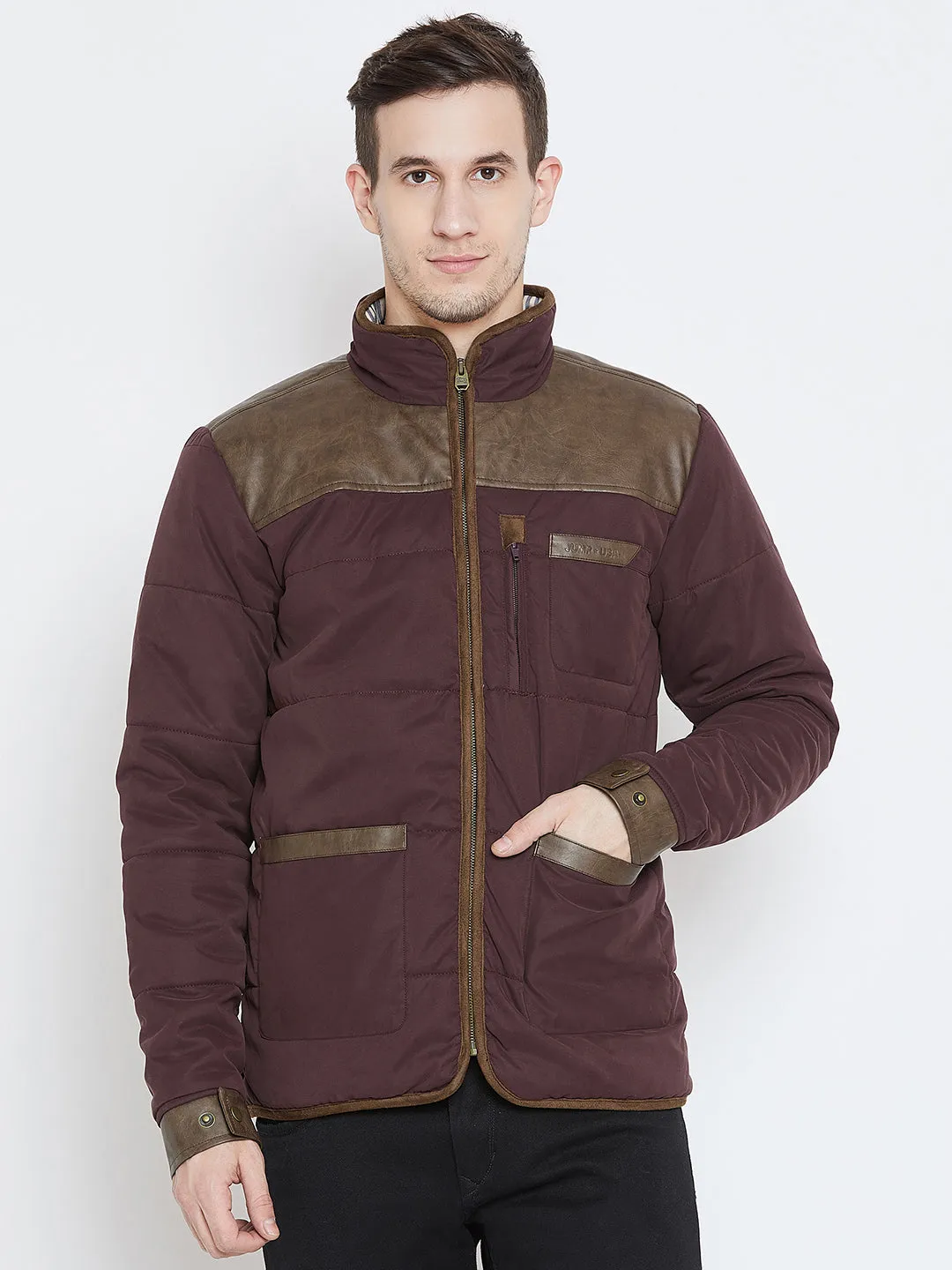 Men Casual Wine Padded Jacket