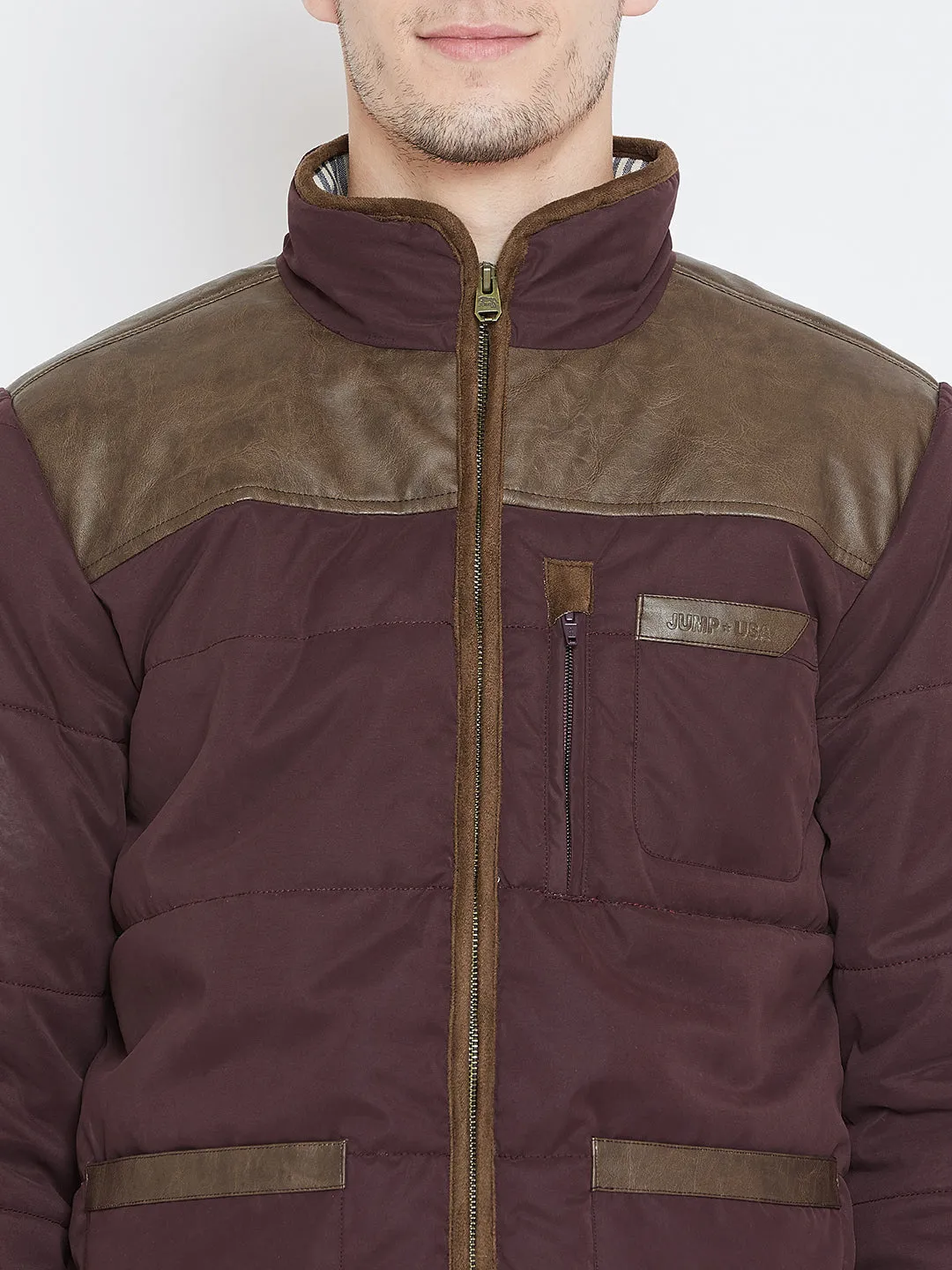 Men Casual Wine Padded Jacket