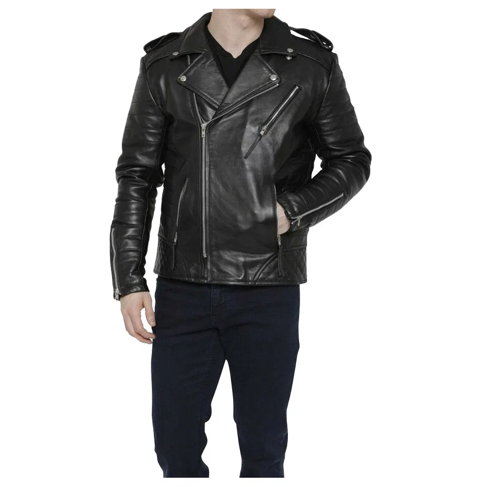 Men Motorcycle Fashion Leather Jacket