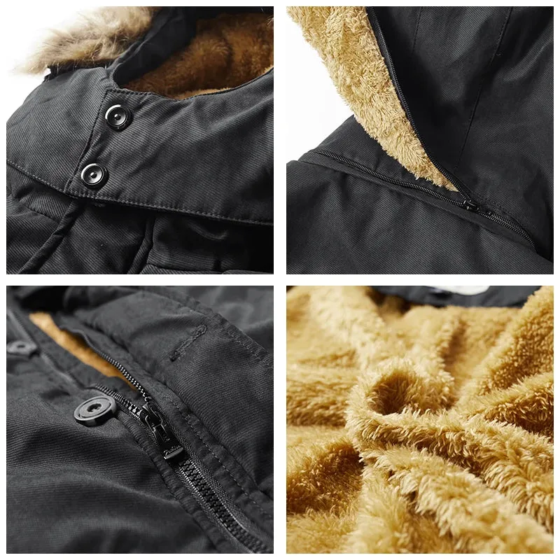 Men Thick Windproof Parka Autumn Winter New Fleece Warm Removable Hooded Military Tactical Parka Men Coat Parka Outwear Men