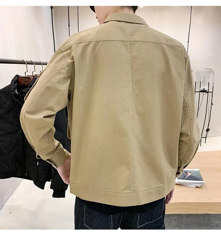 Men's Bomber Jacket Casual Clothes Korean Fashion Safari Style Jacket Multi-pocket 2022 New Men's Autumn Clothes Oversized Coat