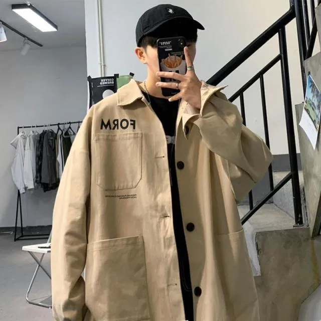 Men's Bomber Jacket Casual Clothes Korean Fashion Safari Style Jacket Multi-pocket 2022 New Men's Autumn Clothes Oversized Coat