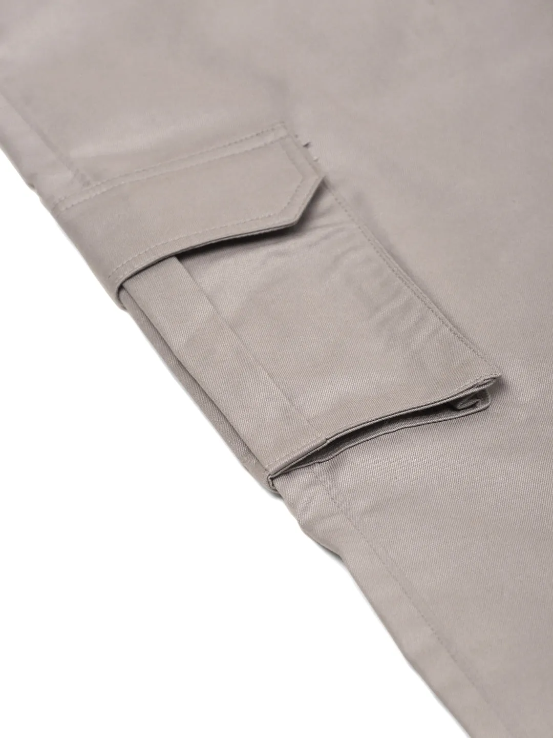 Men's Casual Cotton Solid Cargo Pants ( KGP 154 Light-Grey ) - Jainish