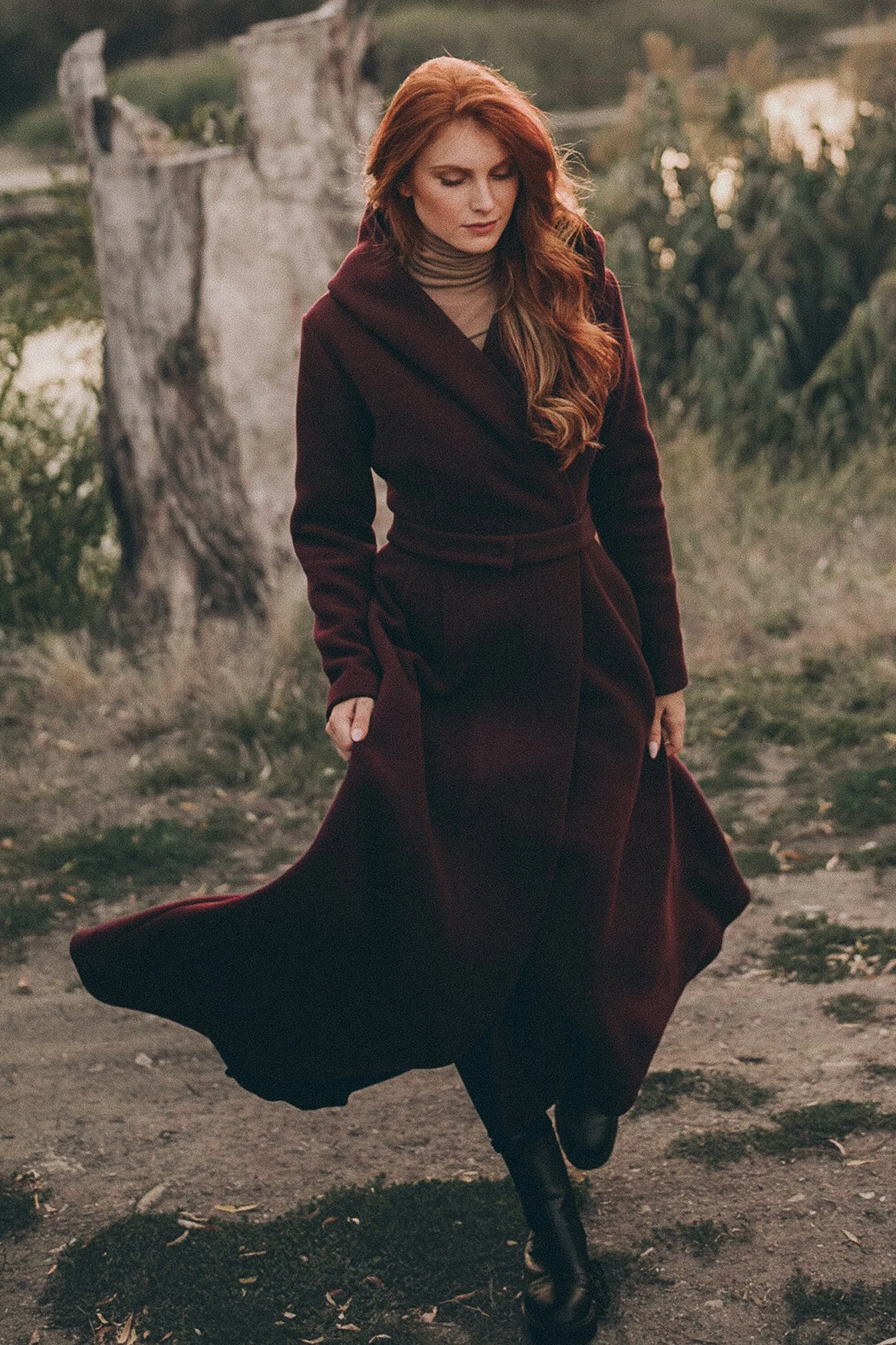 Merino Wool Flared Coat