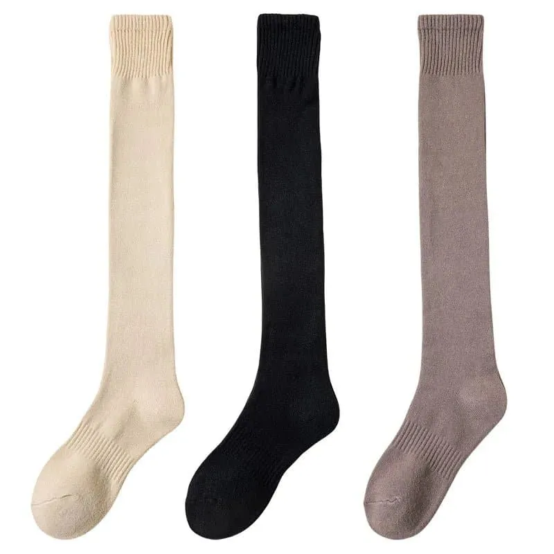 Merino Wool Over-The-Knee Socks Set - Pack of 3 Pairs of Warm and Cozy Stockings