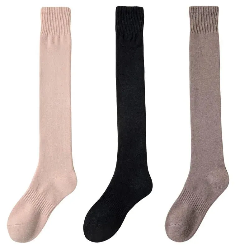 Merino Wool Over-The-Knee Socks Set - Pack of 3 Pairs of Warm and Cozy Stockings