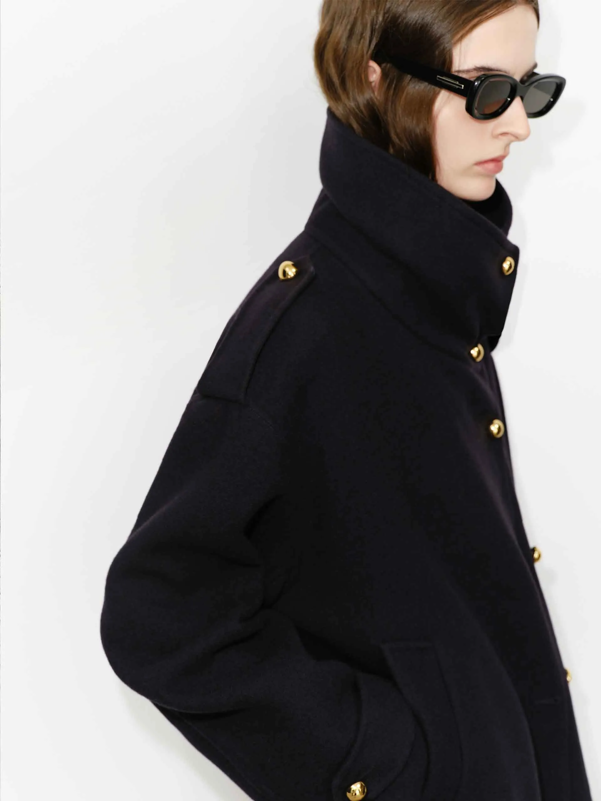 Metal Button Wool Coat