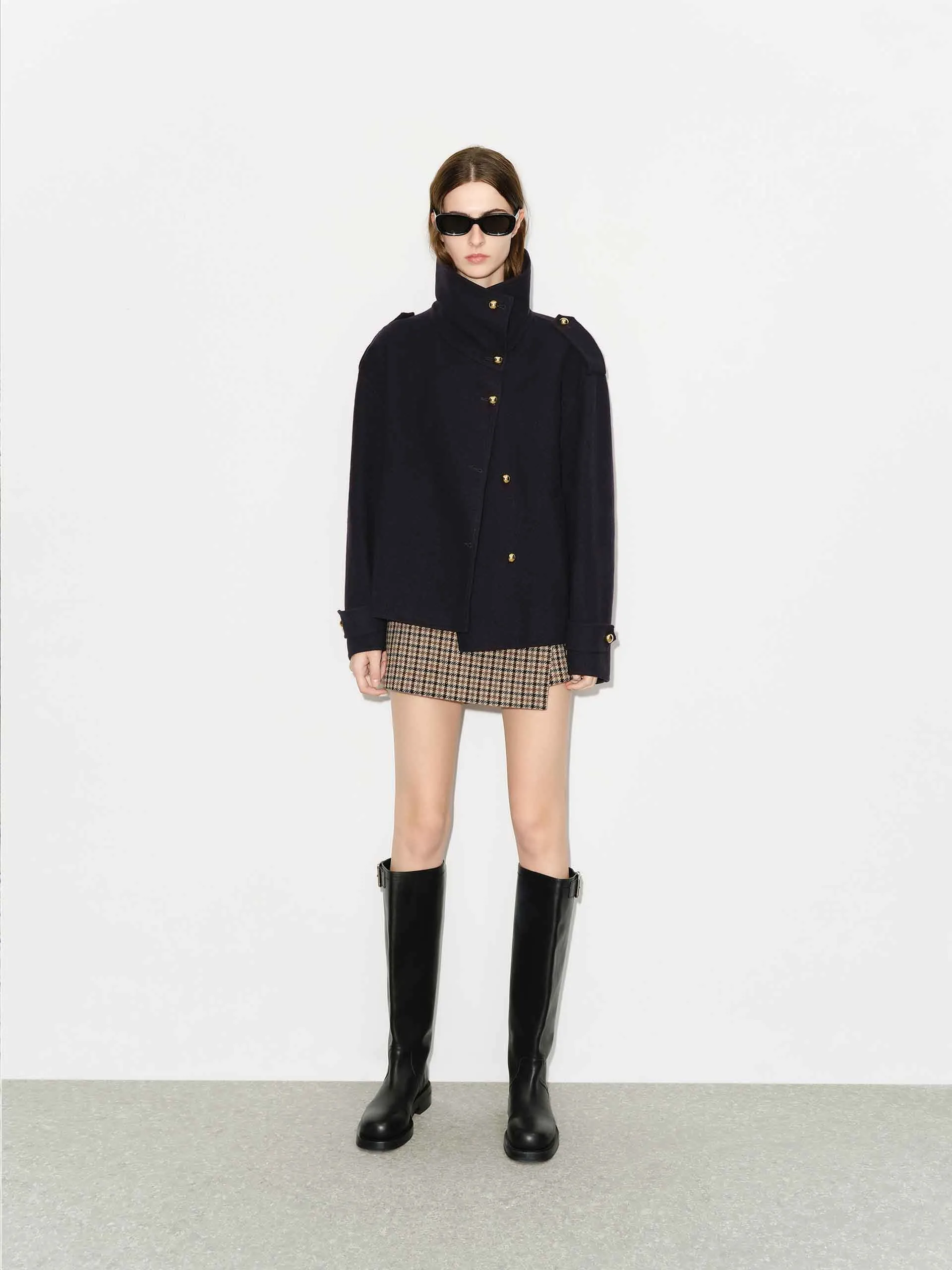 Metal Button Wool Coat