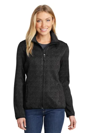 MGH/MGB Port Authority Ladies Sweater Fleece Jacket  Black Large