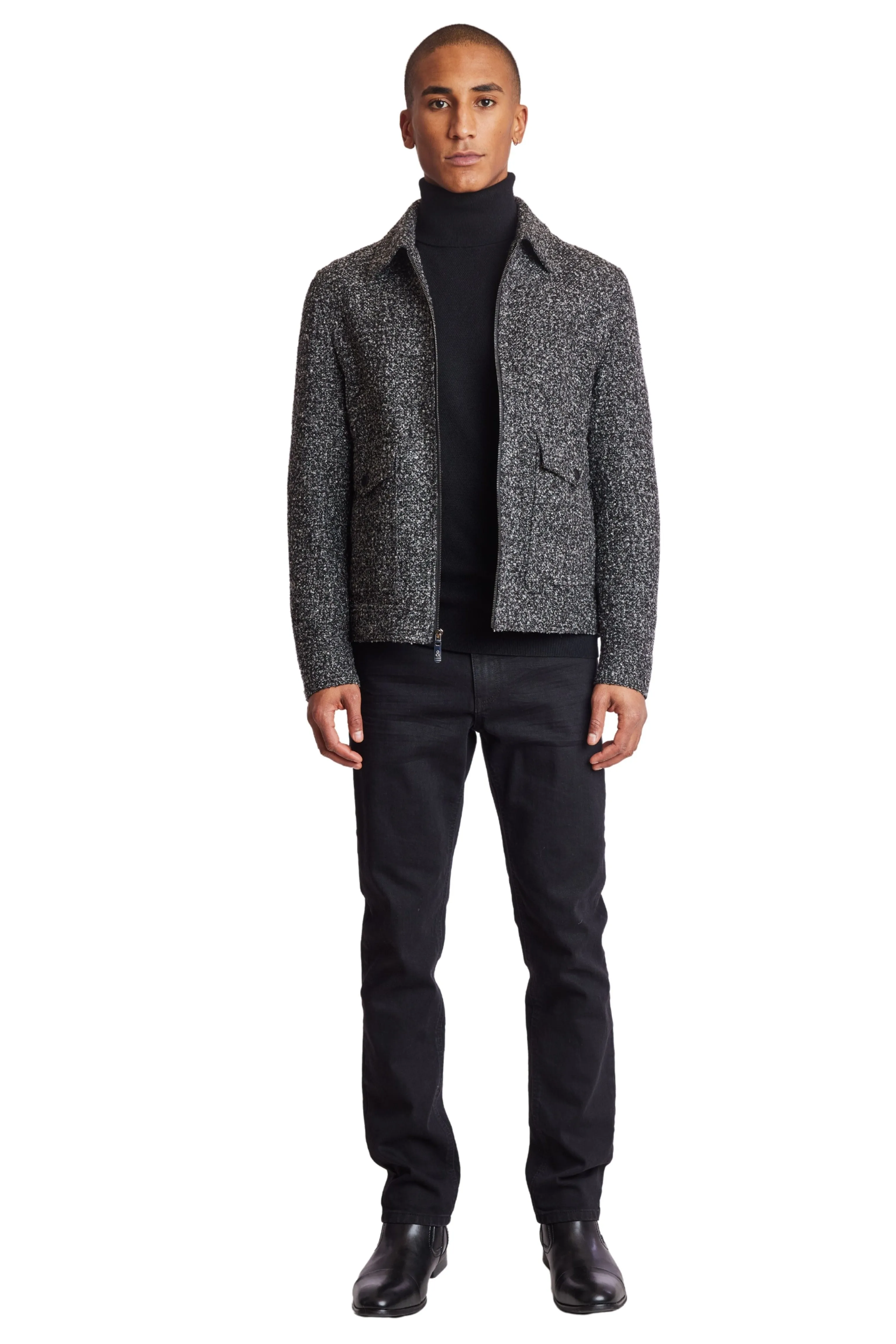 Milo Bomber Jacket - slim - Charcoal Boucle