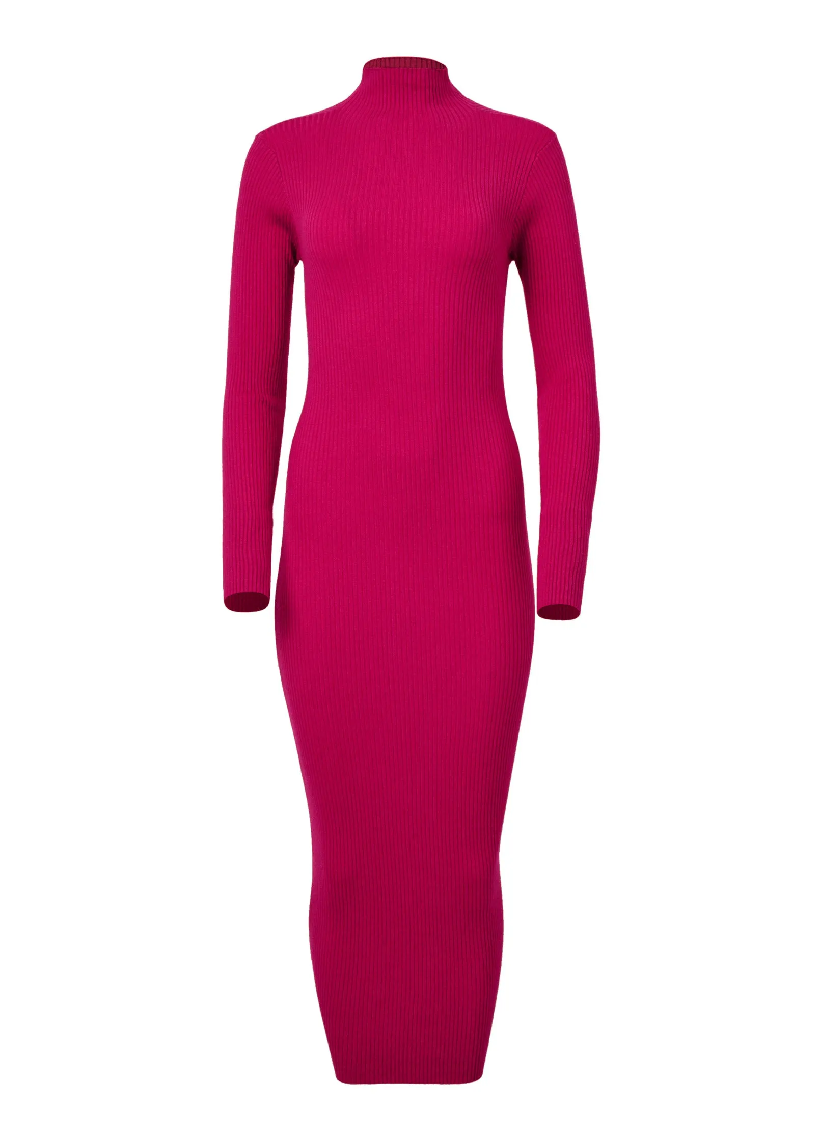 Mock Neck Sweater Dress - Fuchsia